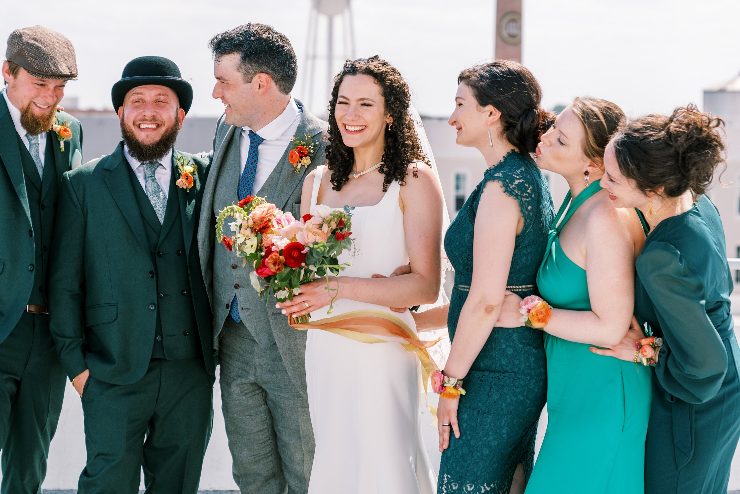 Gorgeous Green Wedding Party 21c Museum Hotel Durham Wedding Fancy This Photography