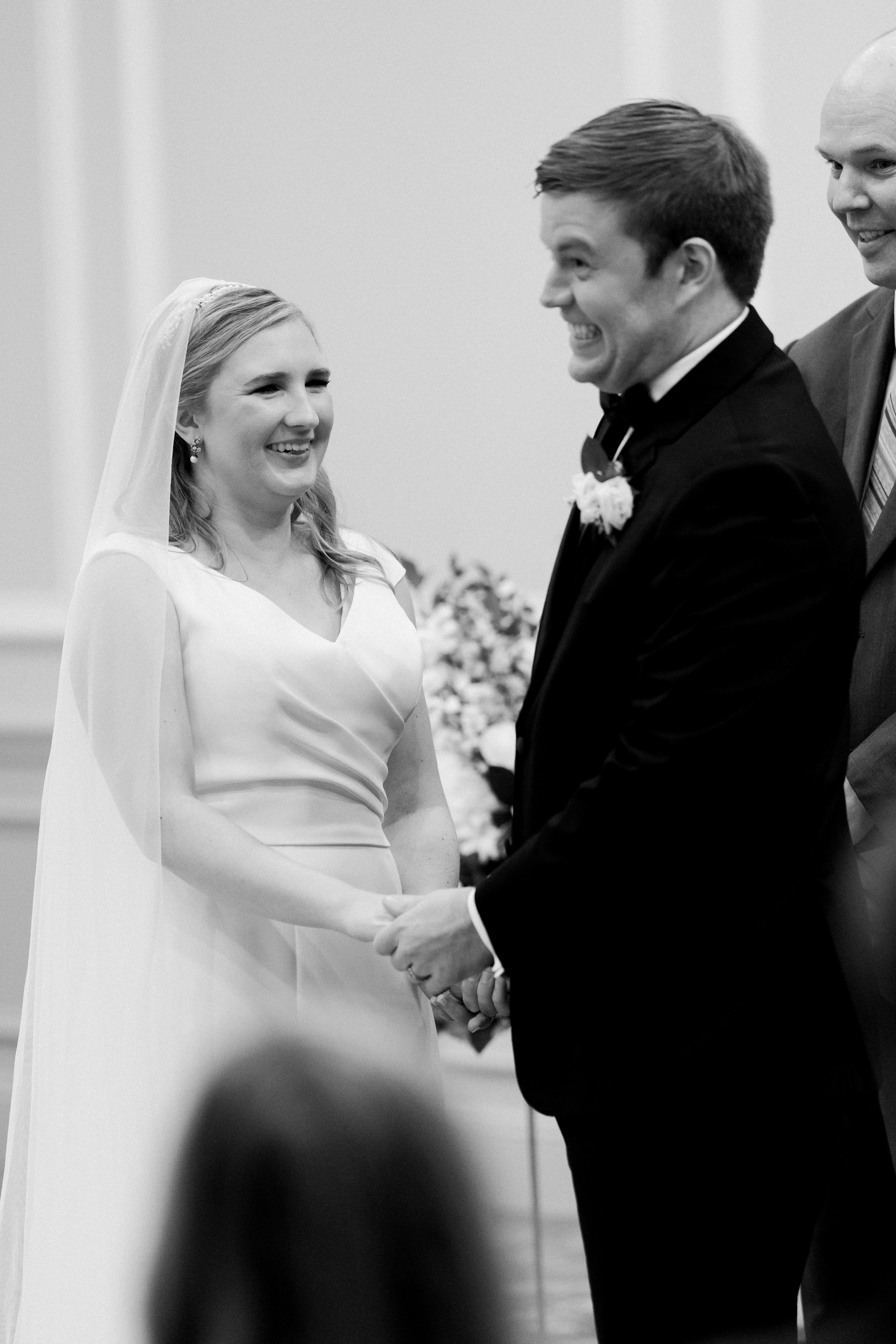 Indoor Ceremony Bride and Groom Wedding at The Carolina Inn Fancy This Photography