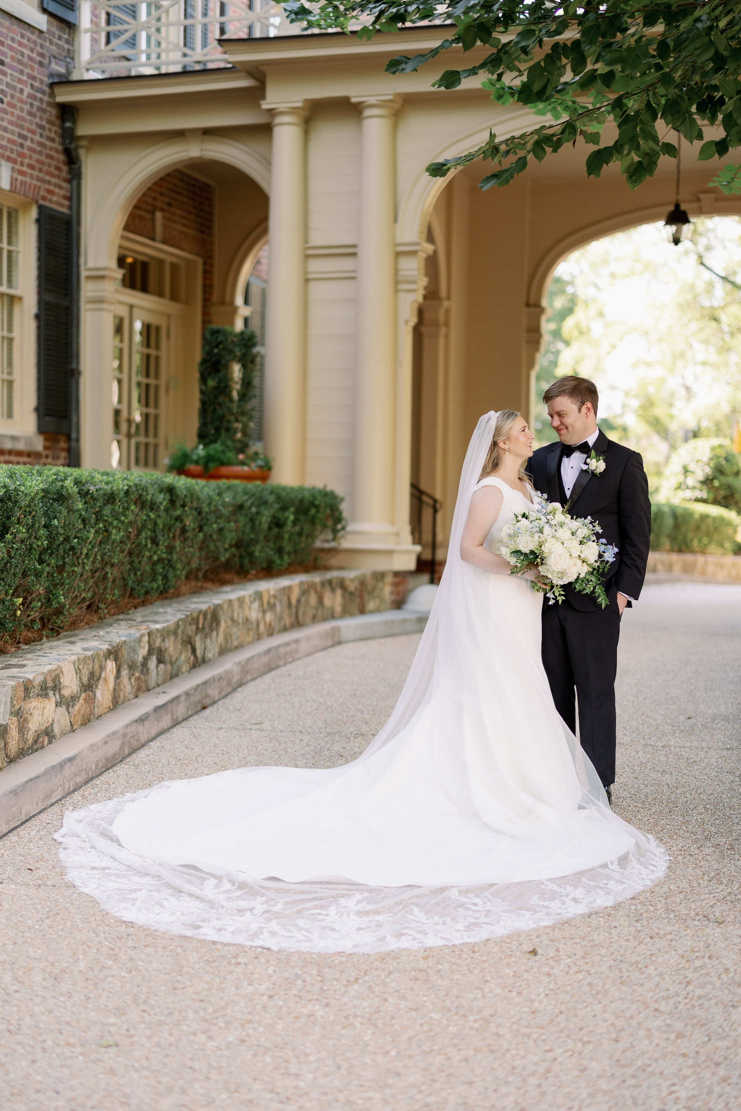 Portrait Front Entrance Bride and groom Wedding at The Carolina Inn Fancy This Photography