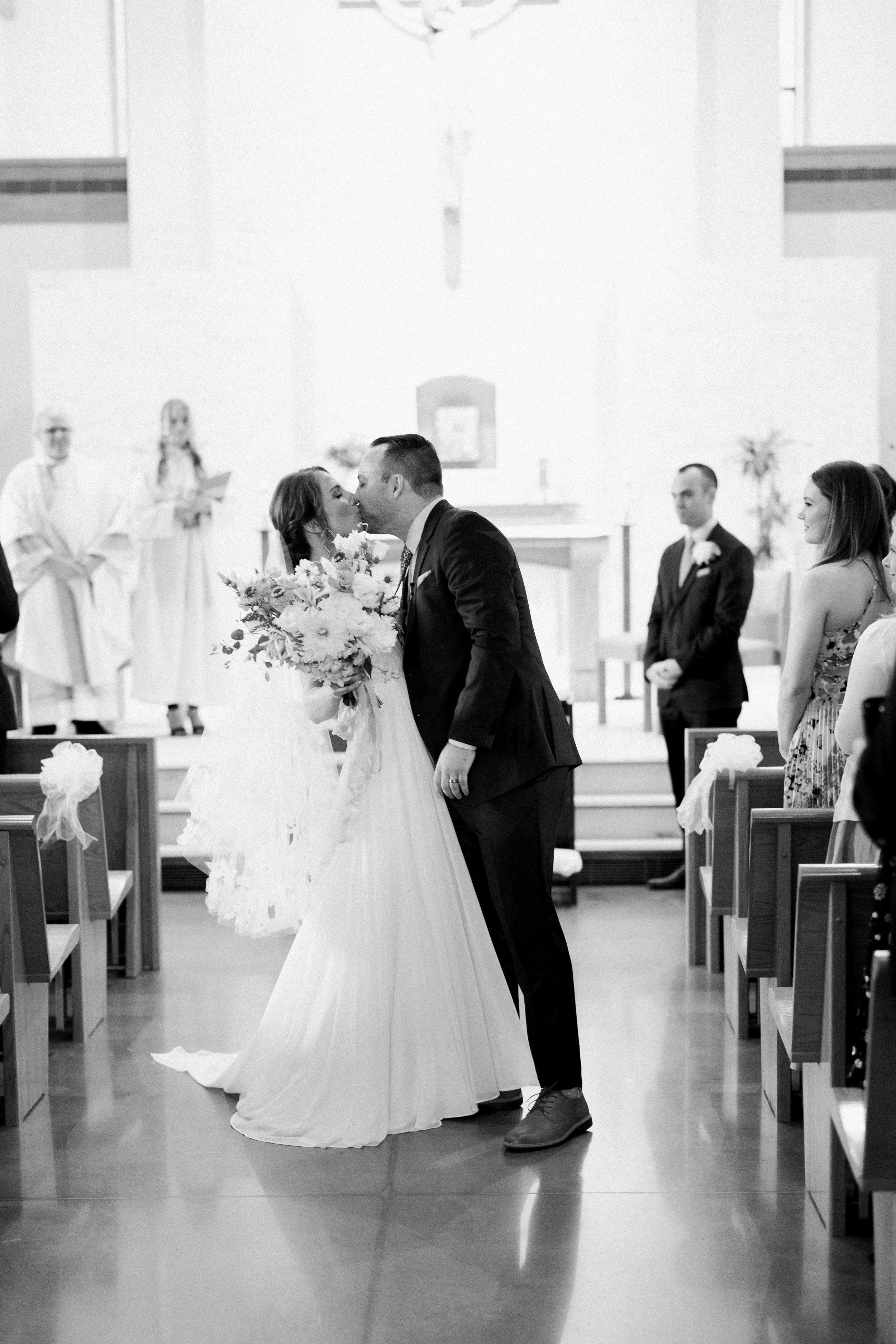 Black and White Wedding Ceremony Holy Infant Catholic Church Durham North Carolina Fancy This Photography