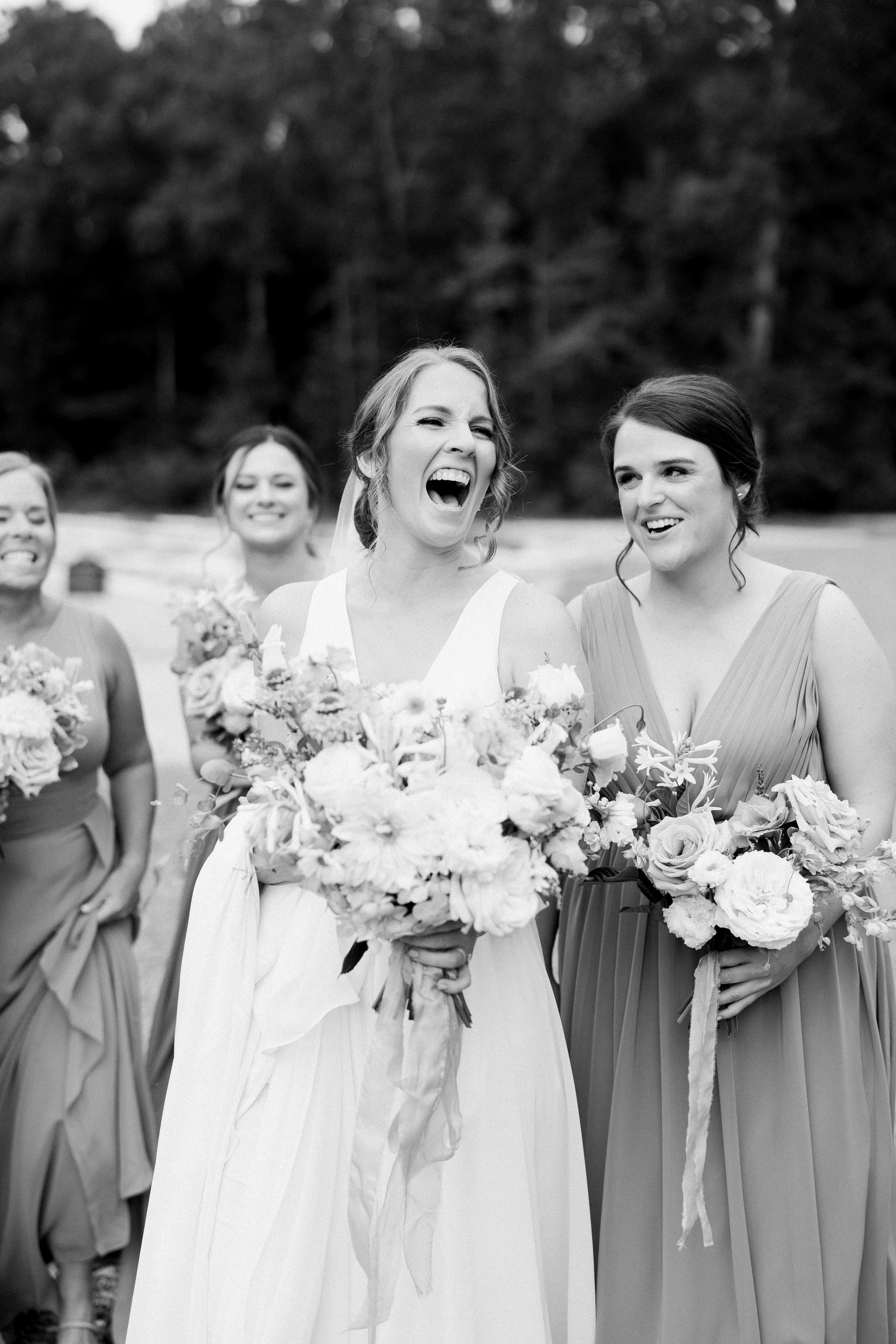 Black and White Bride and Bridesmaids Lavender Wedding in Chapel Hill North Carolina Fancy This Photography