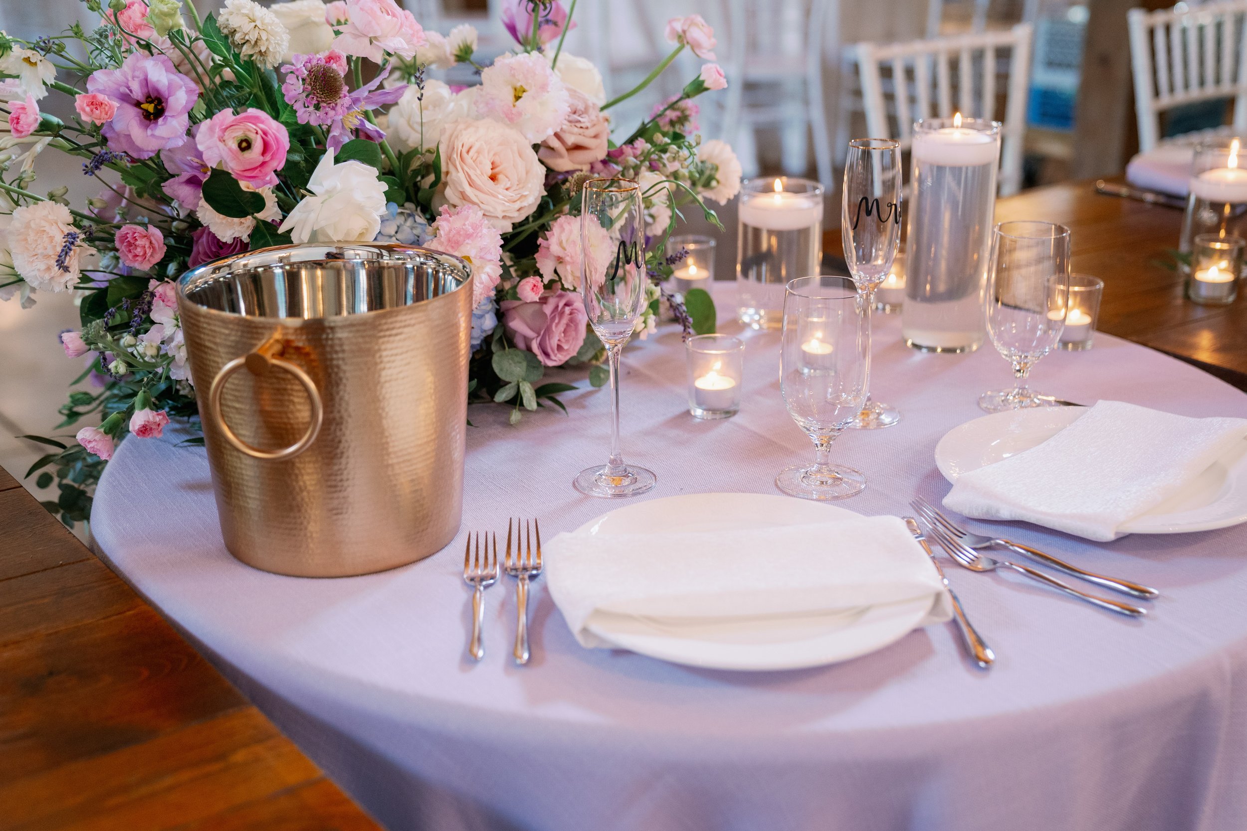  Sweetheart Table Lavender Wedding in Chapel Hill North Carolina 