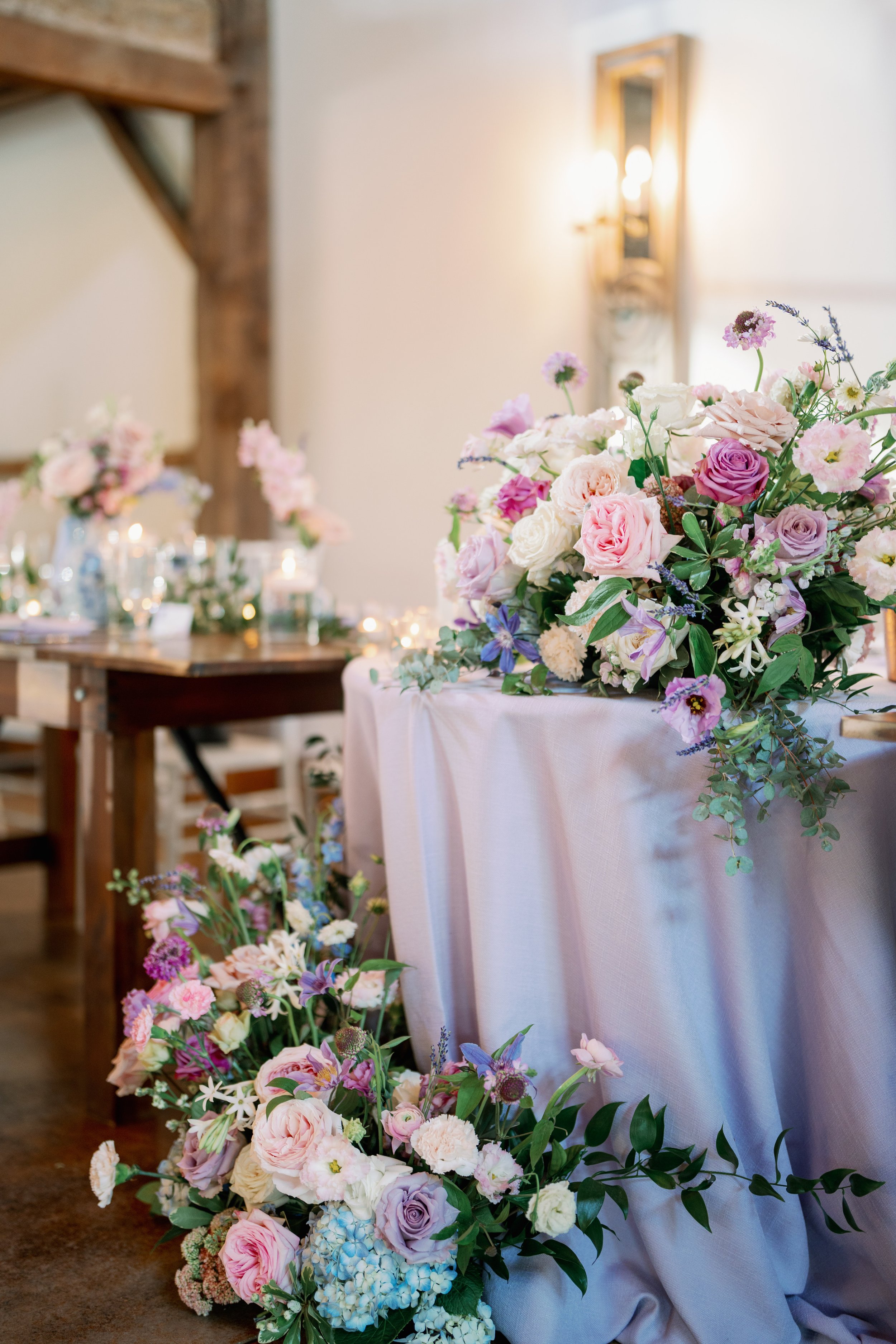 Sweetheart Table Flowers Lavender Wedding in Chapel Hill North Carolina 