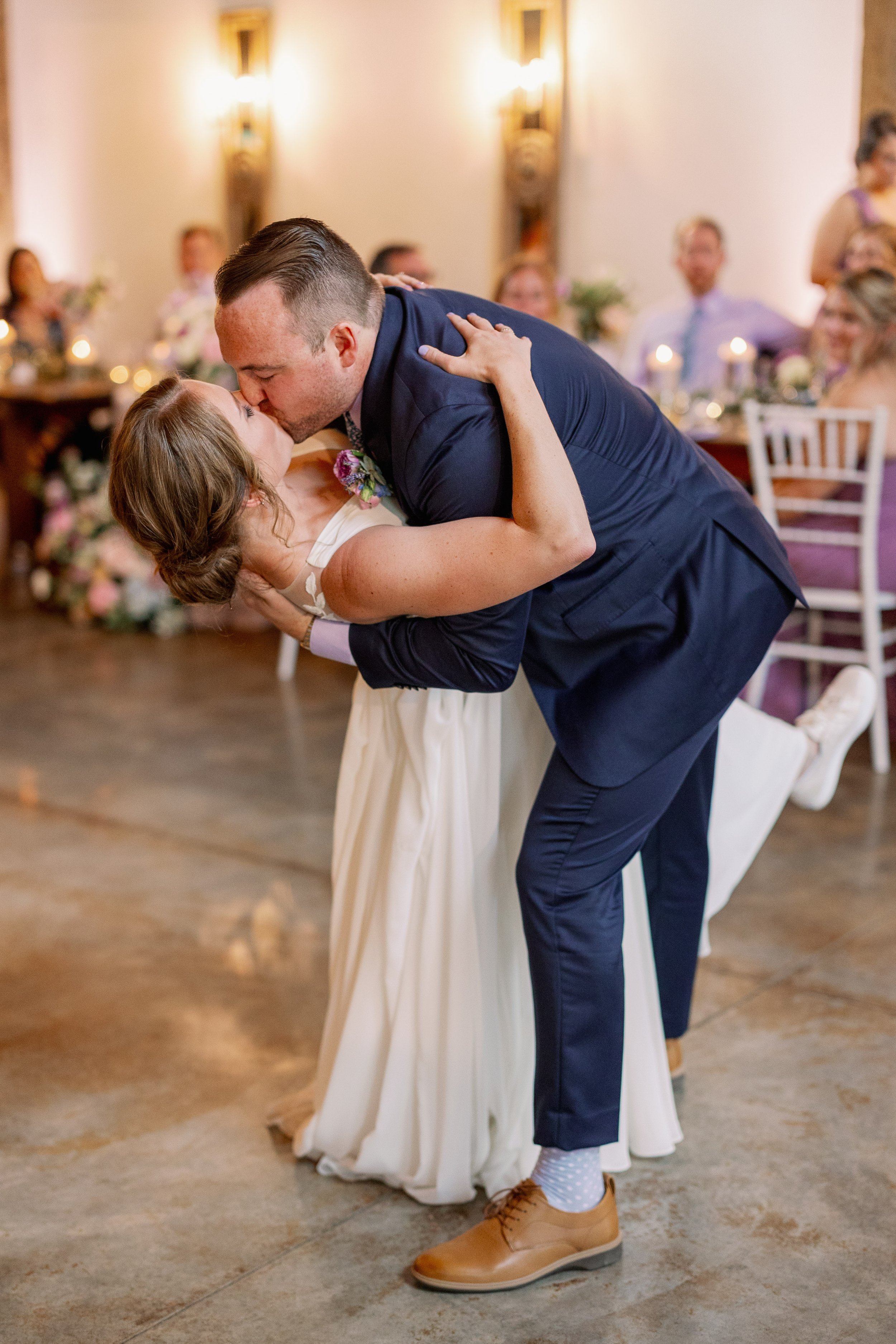  First Dance Dip Lavender Wedding in Chapel Hill North Carolina Fancy This Photography