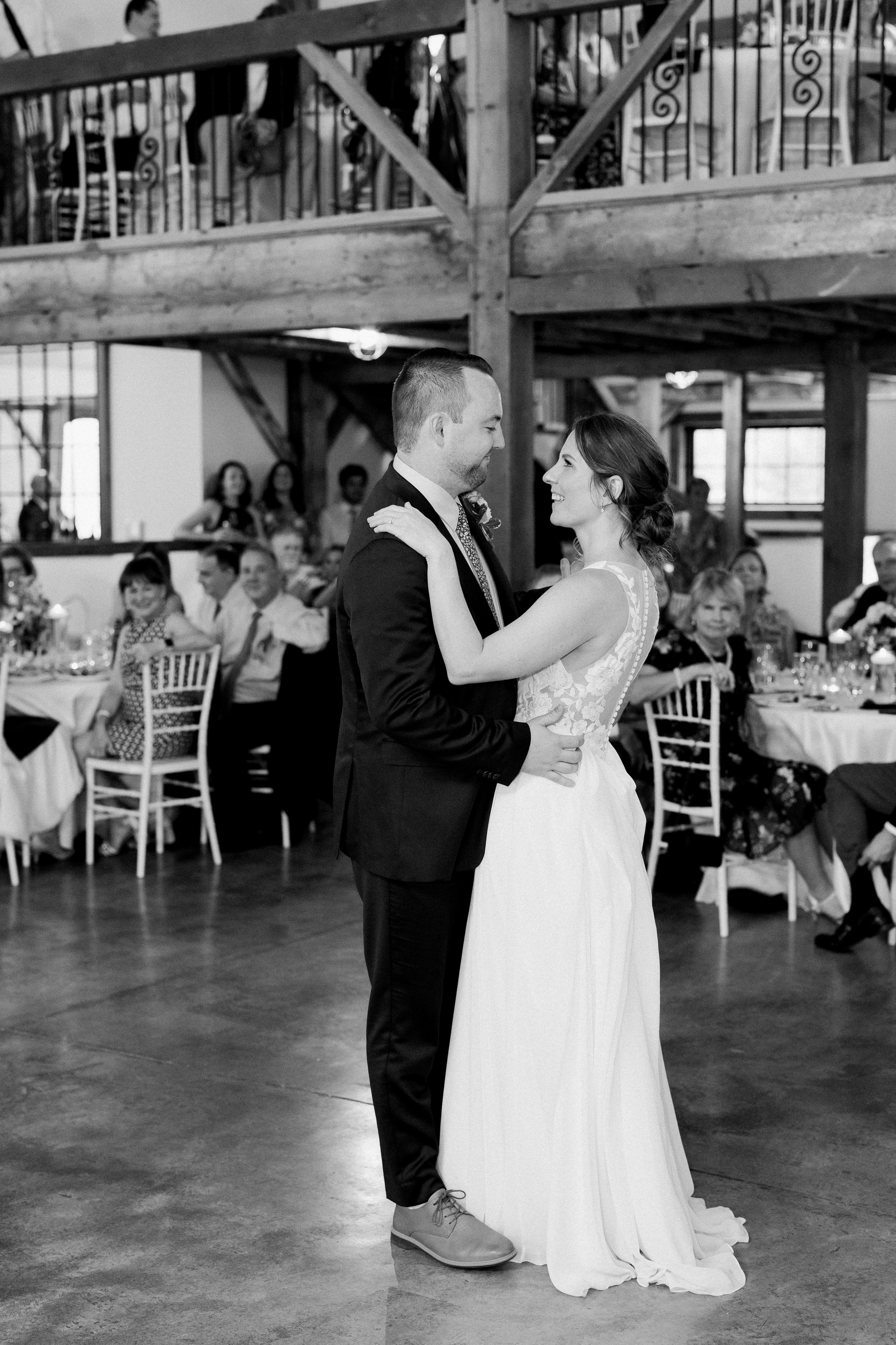 Black and White First Dance Lavender Wedding in Chapel Hill North Carolina 