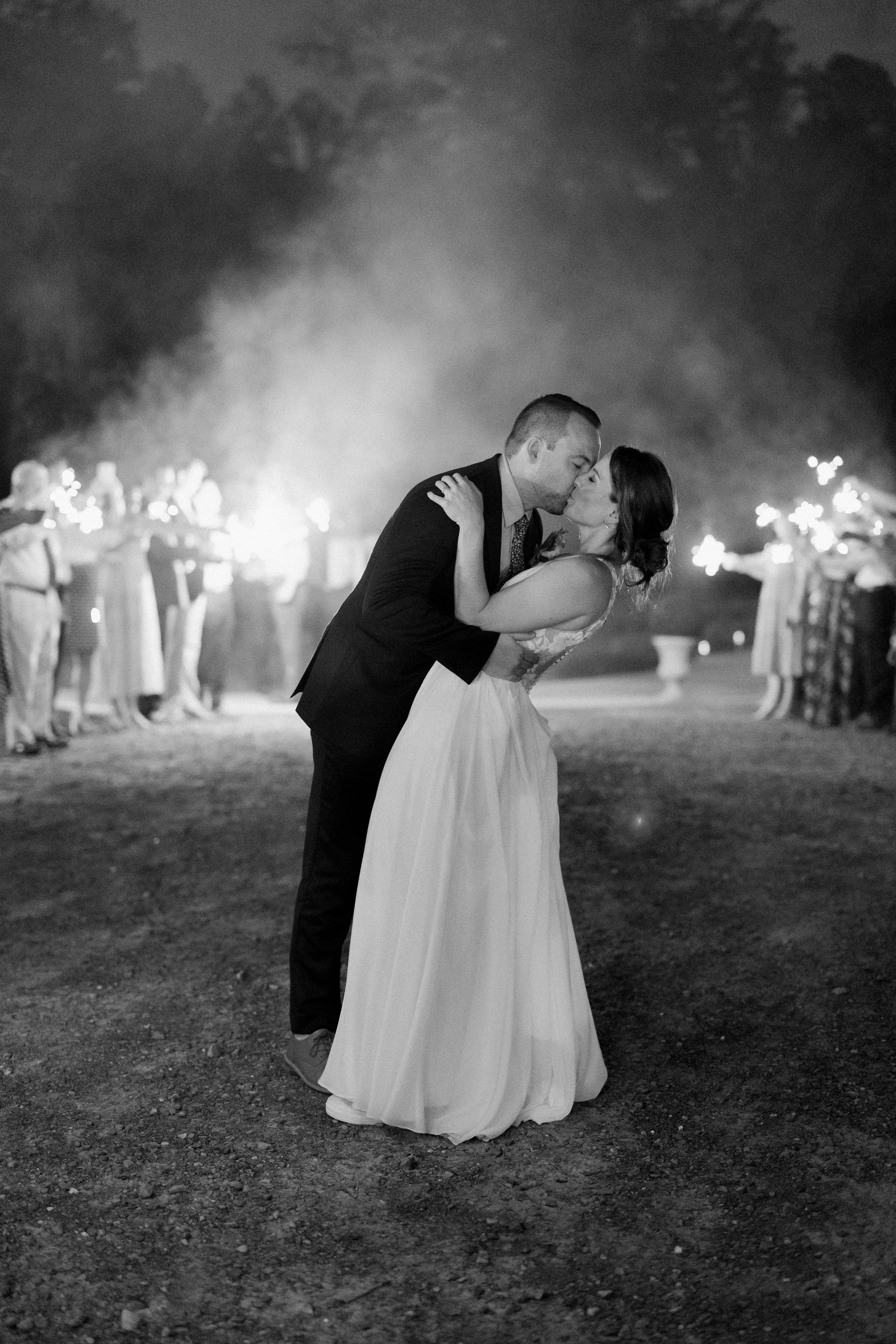 Fine Art Sparkler Exit Lavender Wedding in Chapel Hill North Carolina 