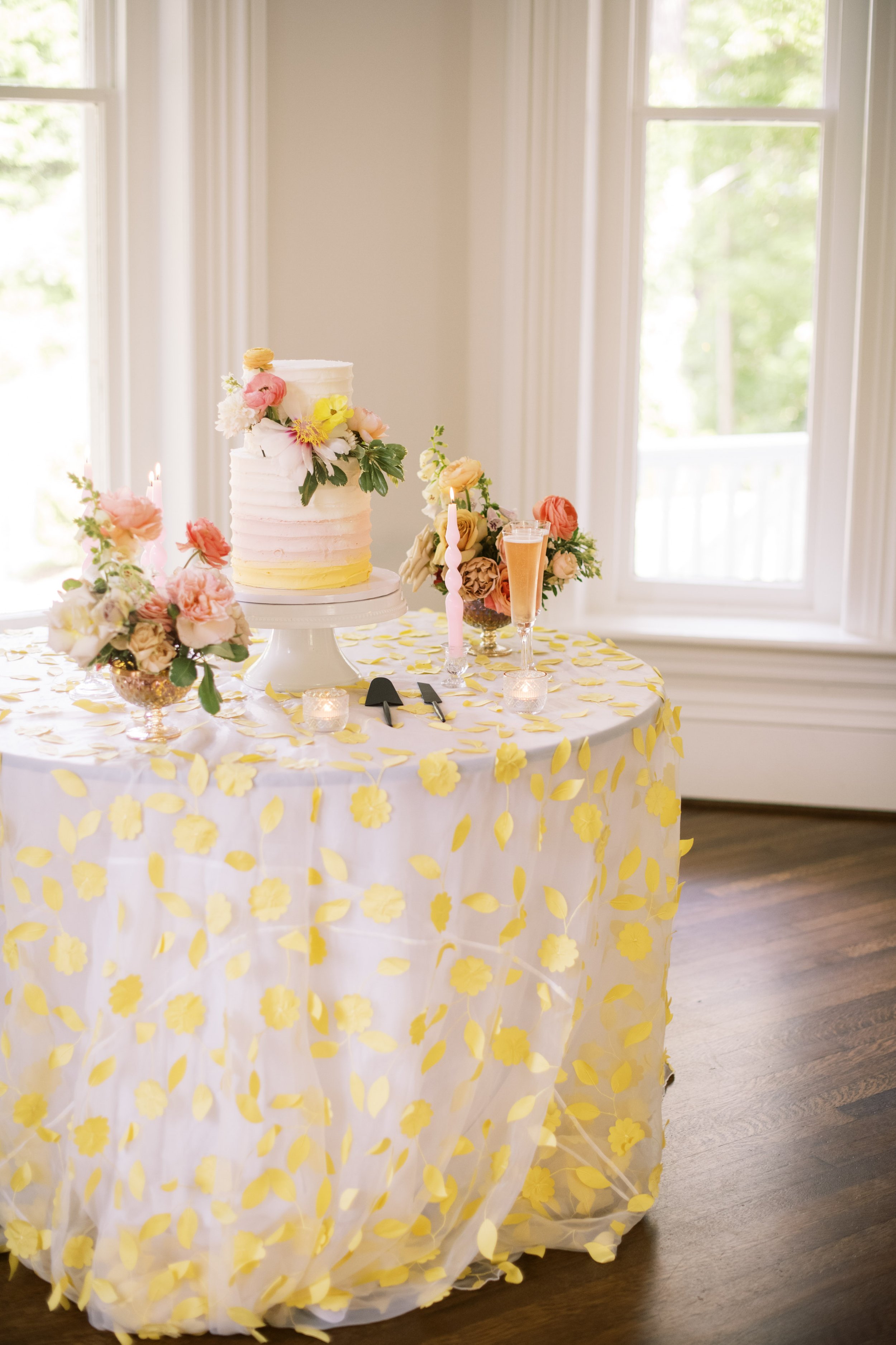 Summer Wedding Cake Sugar Euphoria Curated Event Rentals at The McAlister-Leftwich House Wedding Venue Fancy This Photography