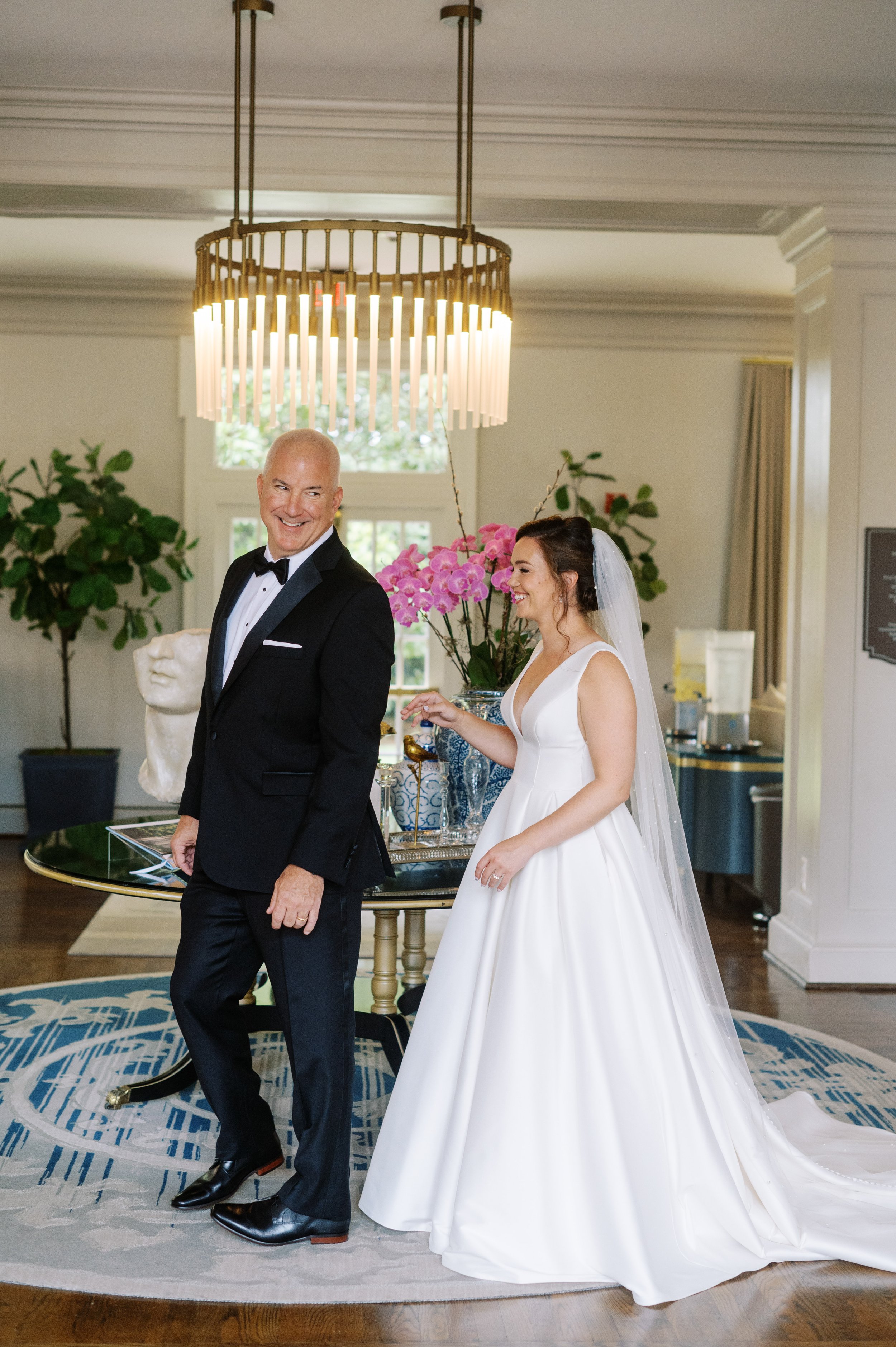 First Look Bride and Father UNC Chapel Hill Wedding at The Carolina Inn Fancy This Photography