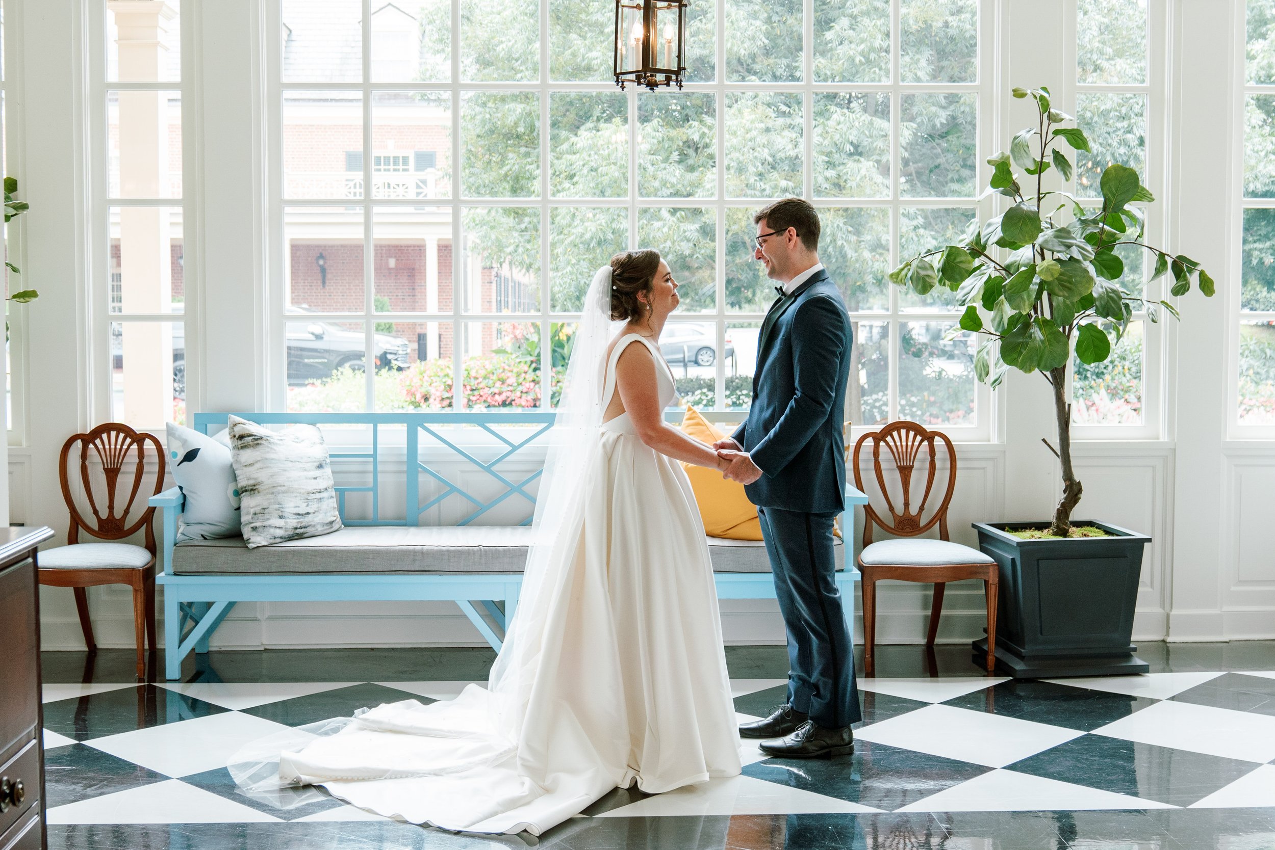 First Look Bride Groom UNC Chapel Hill Wedding at The Carolina Inn Fancy This Photography