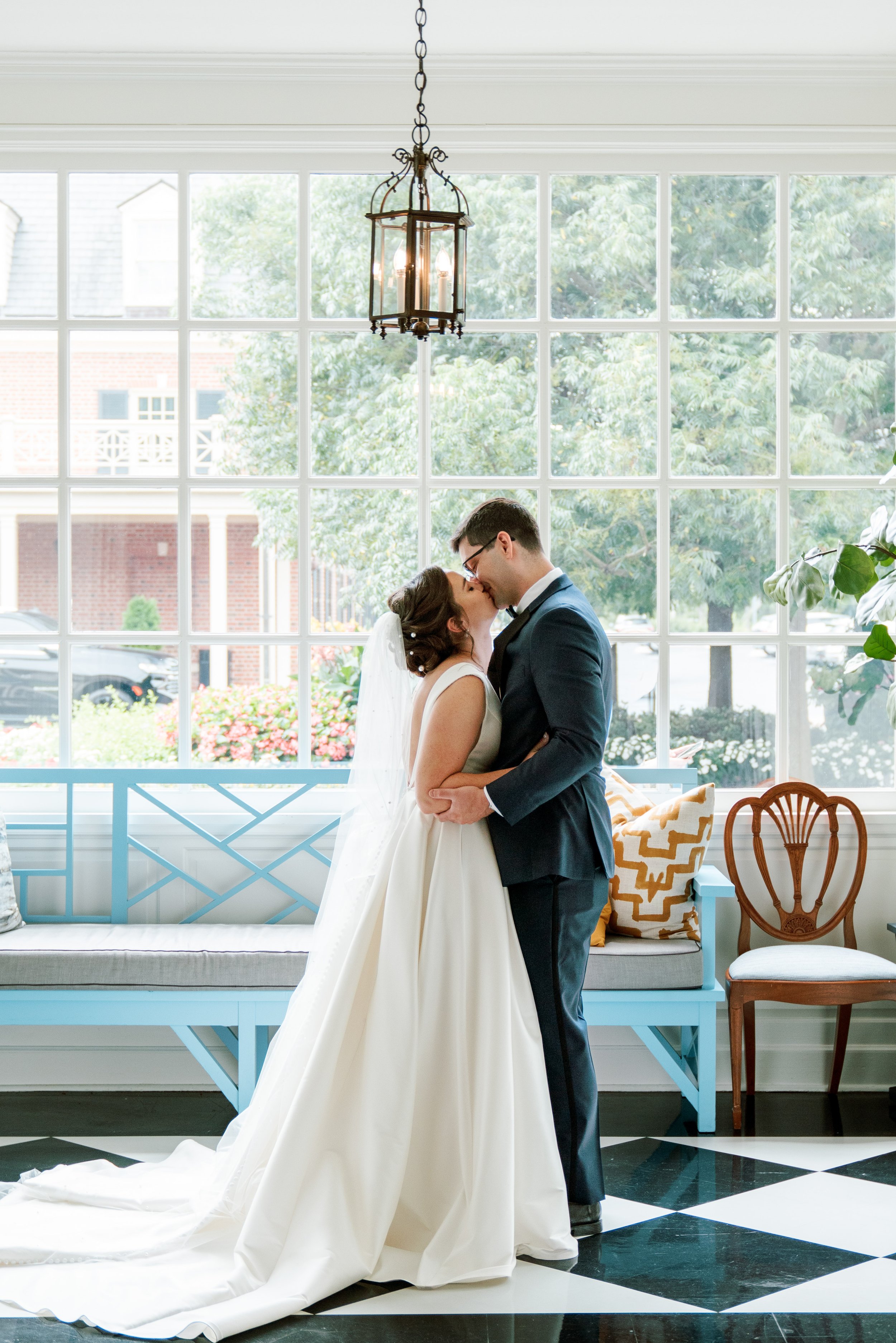 First Look Kiss UNC Chapel Hill Wedding at The Carolina Inn Fancy This Photography