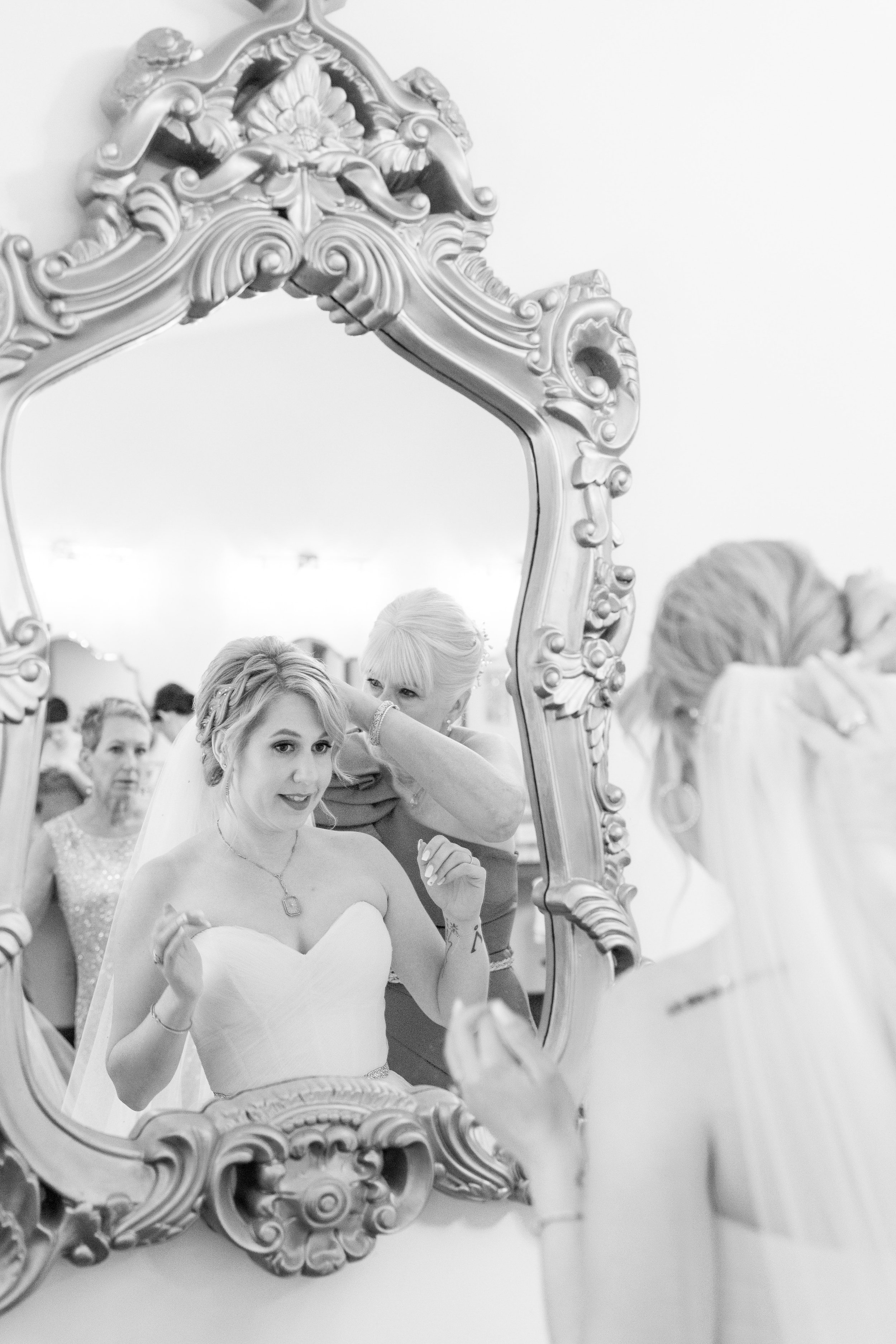 Bride Getting Ready Mirror Wedding at Lavender Oaks Farm in Chapel Hill Fancy This Photography