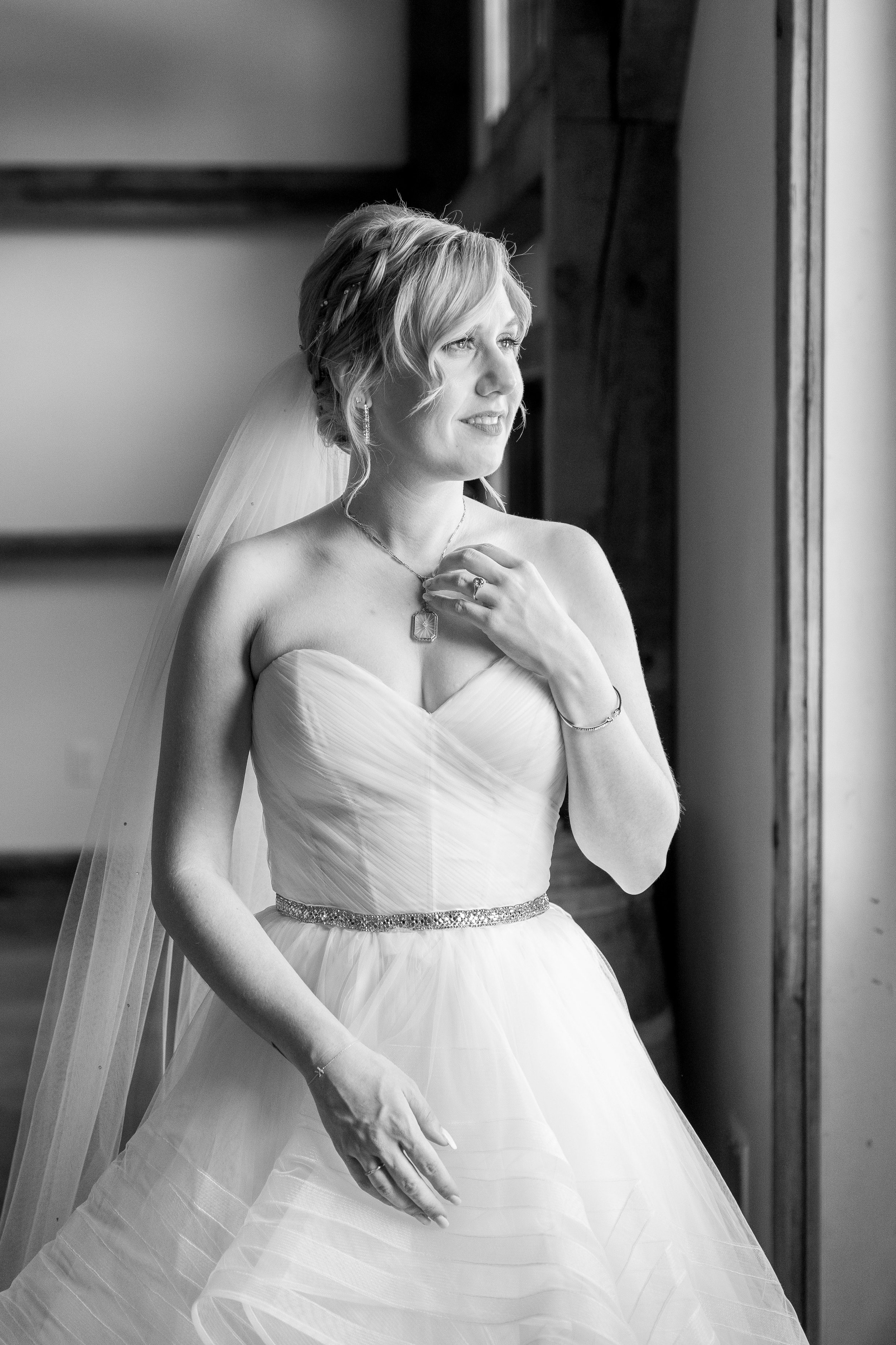 Bridal Portrait Black and White Wedding at Lavender Oaks Farm in Chapel Hill Fancy This Photography