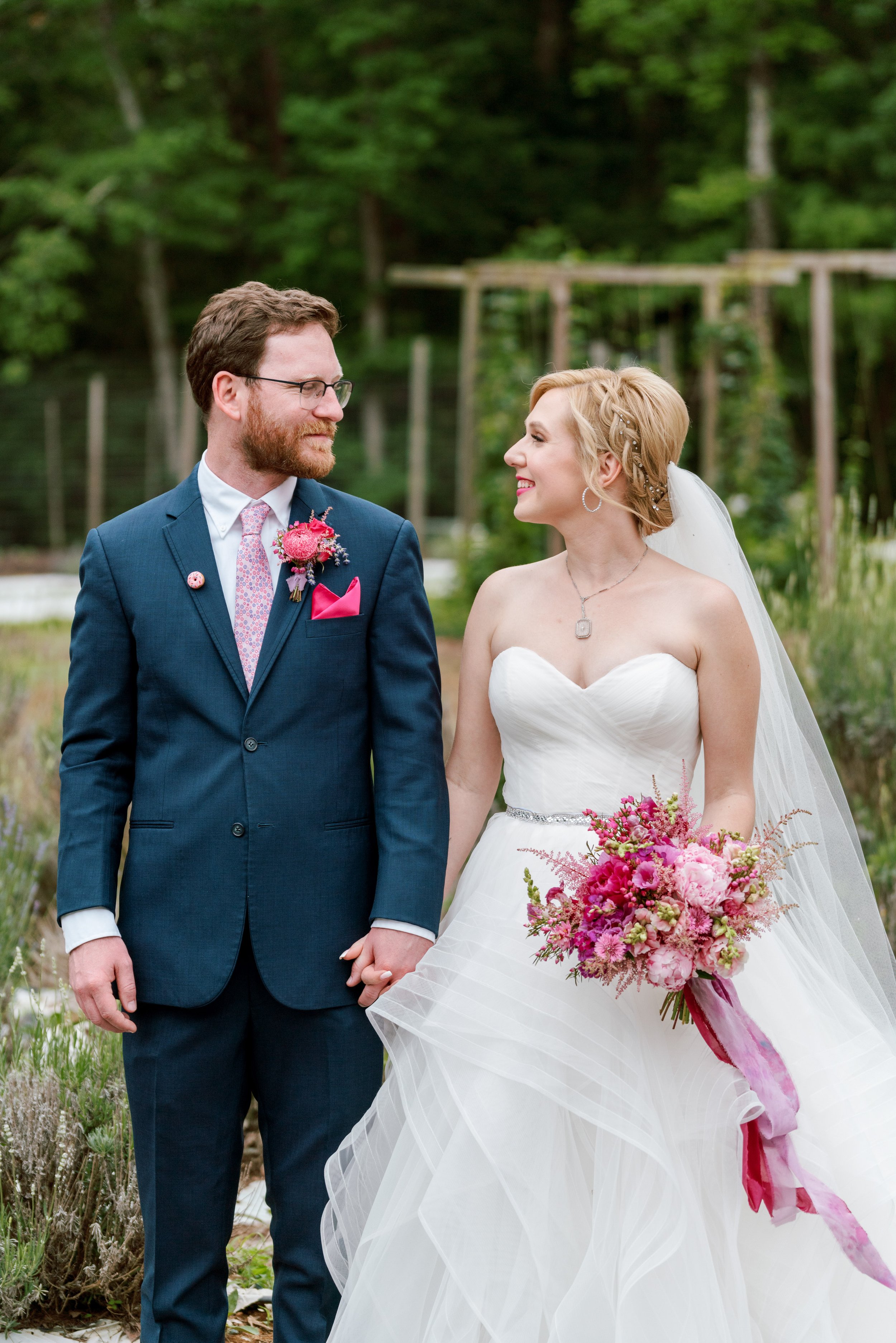 Lavender Field Bride and Groom Couple Portrait Wedding at Lavender Oaks Farm in Chapel Hill Fancy This Photography