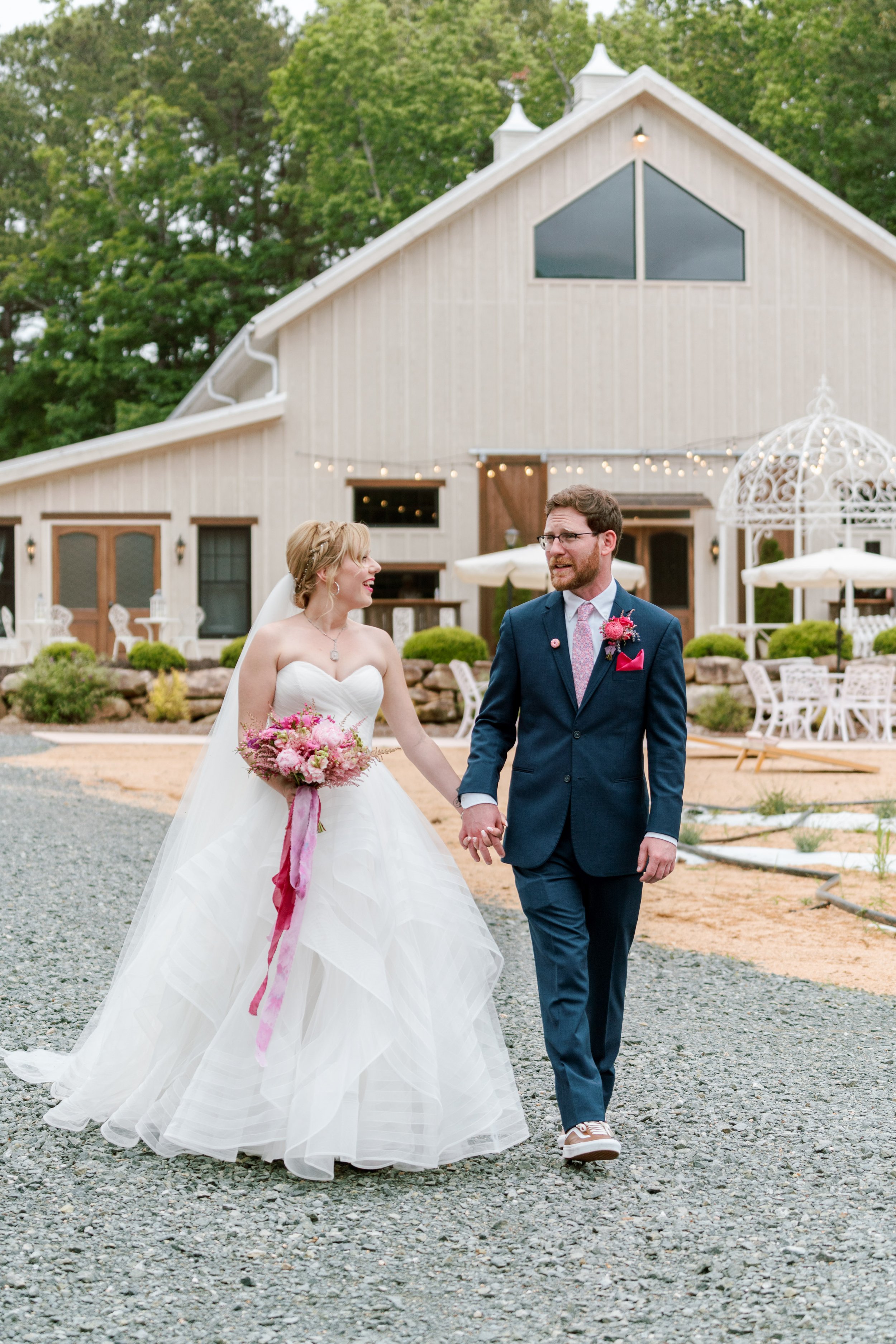 Bride and Groom White Barn Wedding at Lavender Oaks Farm in Chapel Hill Fancy This Photography