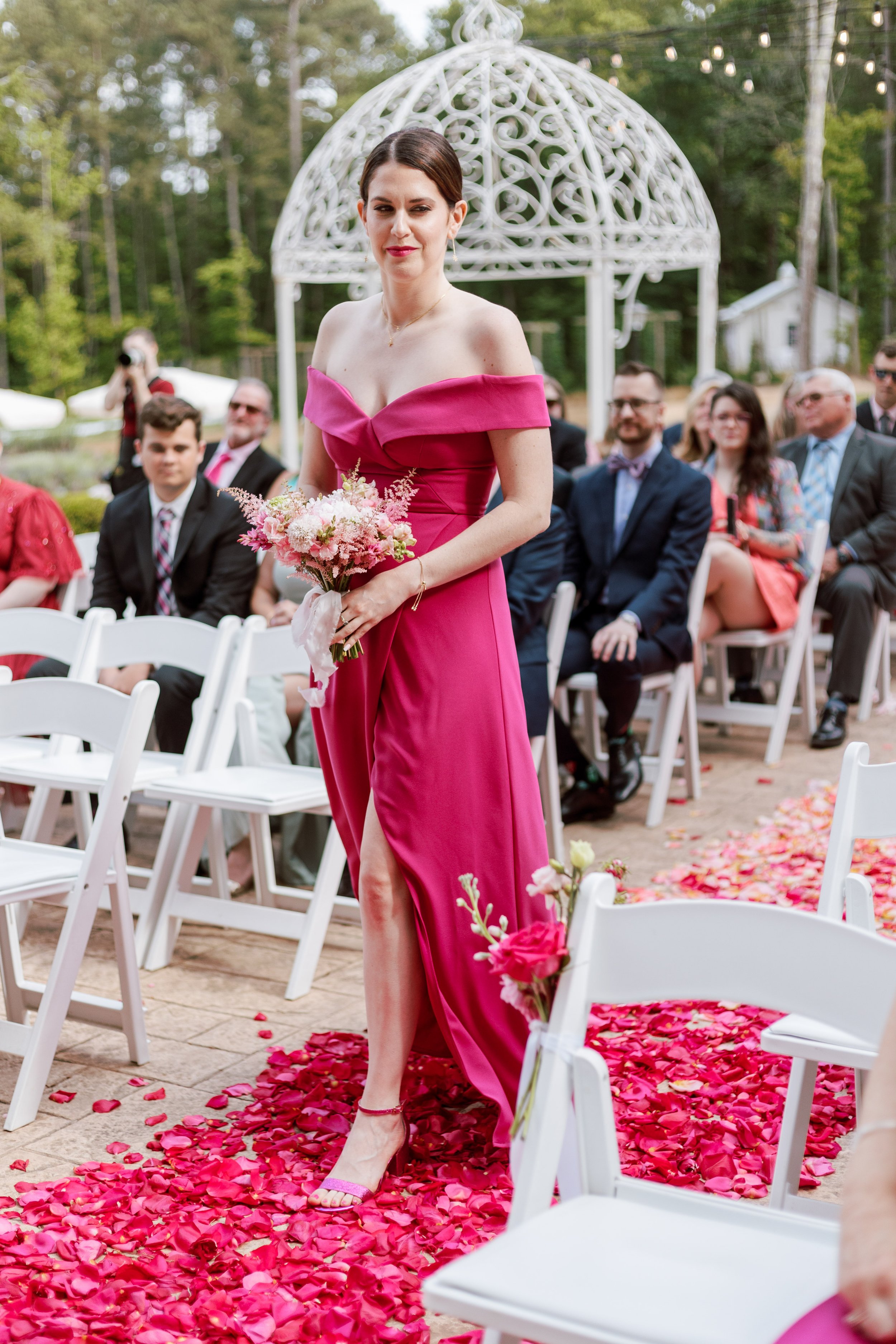 Pink Bridesmaid Dress Wedding at Lavender Oaks Farm in Chapel Hill Fancy This Photography