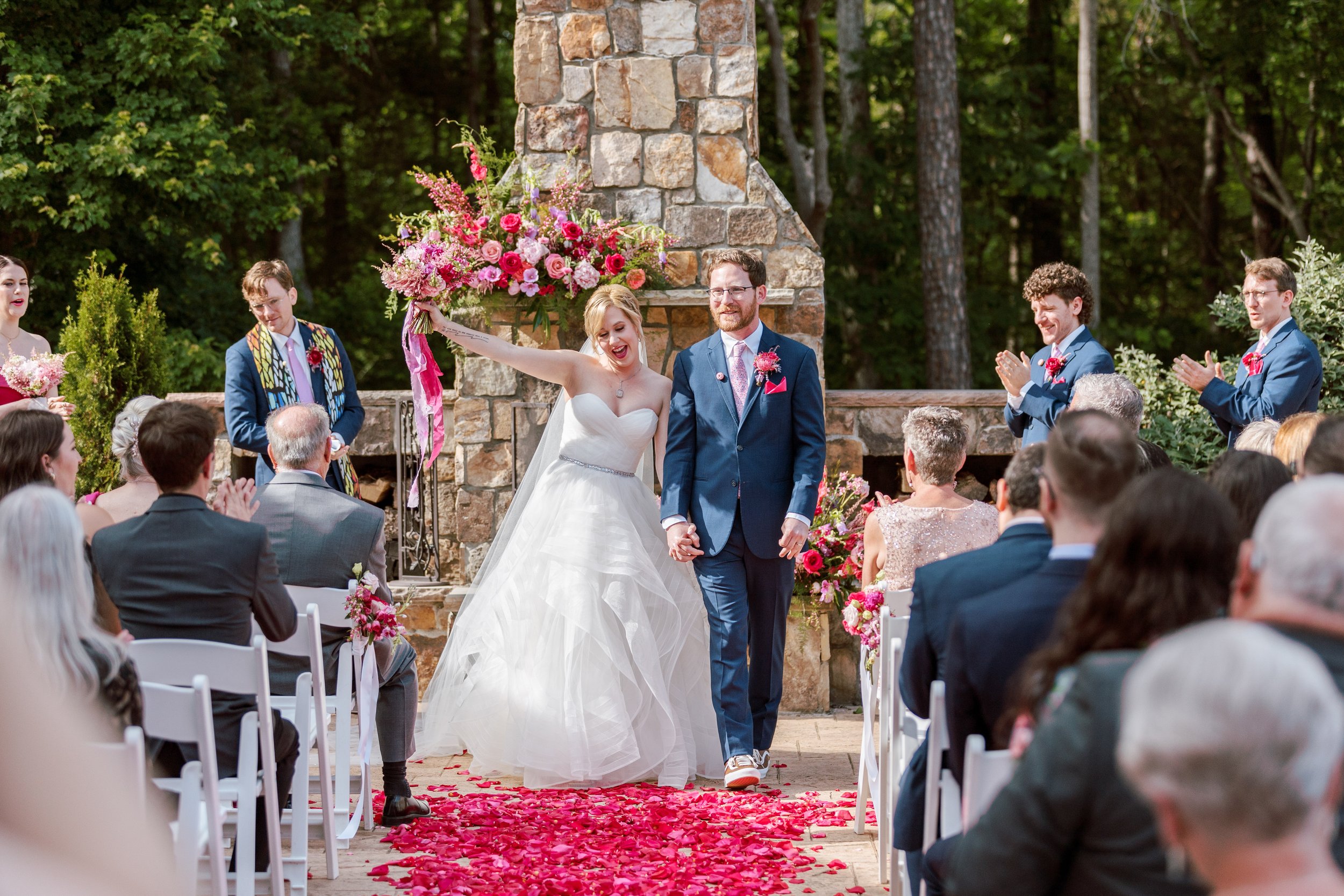 Just Married Pink Outdoor Wedding at Lavender Oaks Farm in Chapel Hill Fancy This Photography