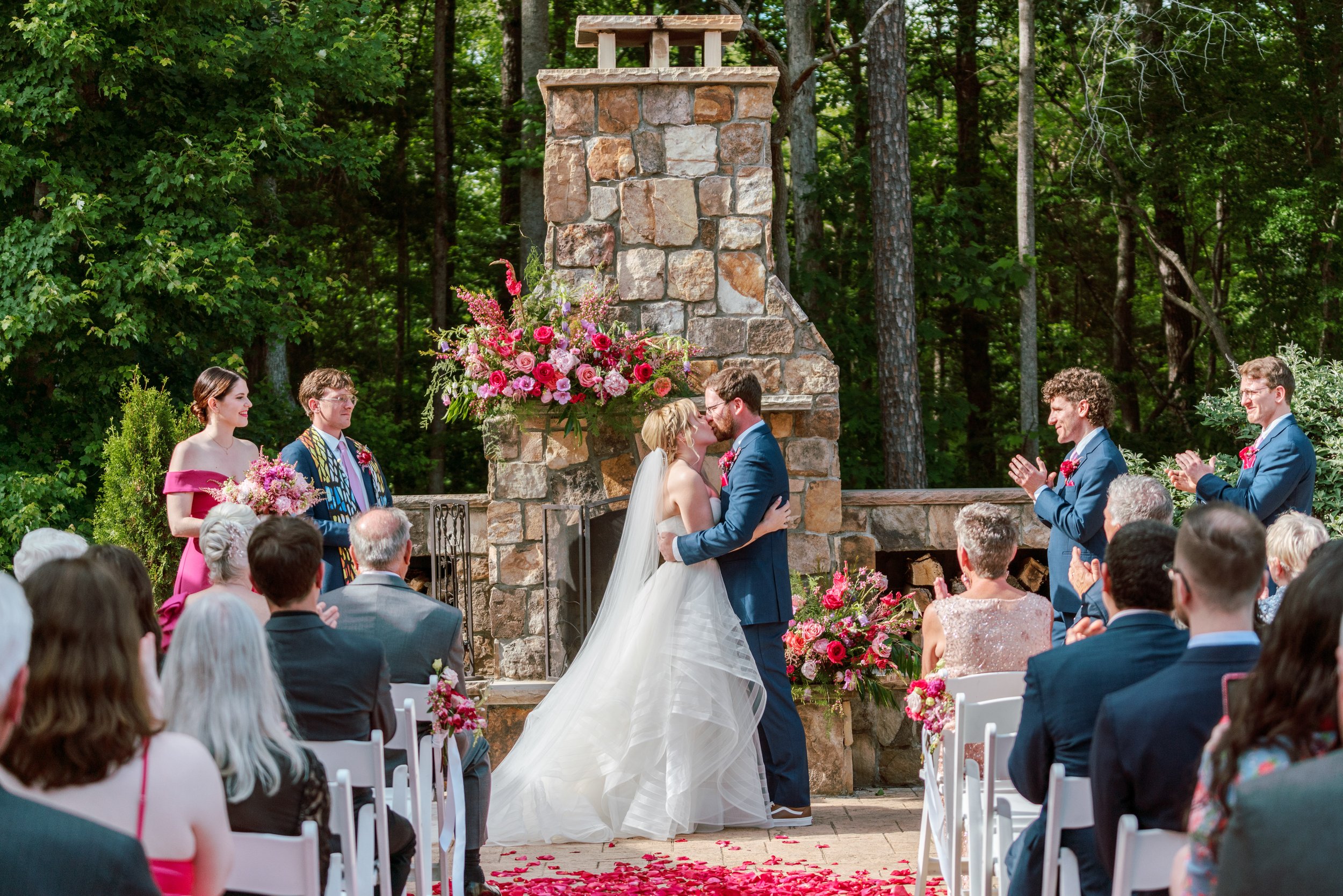 Pink Ceremony Flowers Wedding at Lavender Oaks Farm in Chapel Hill Fancy This Photography