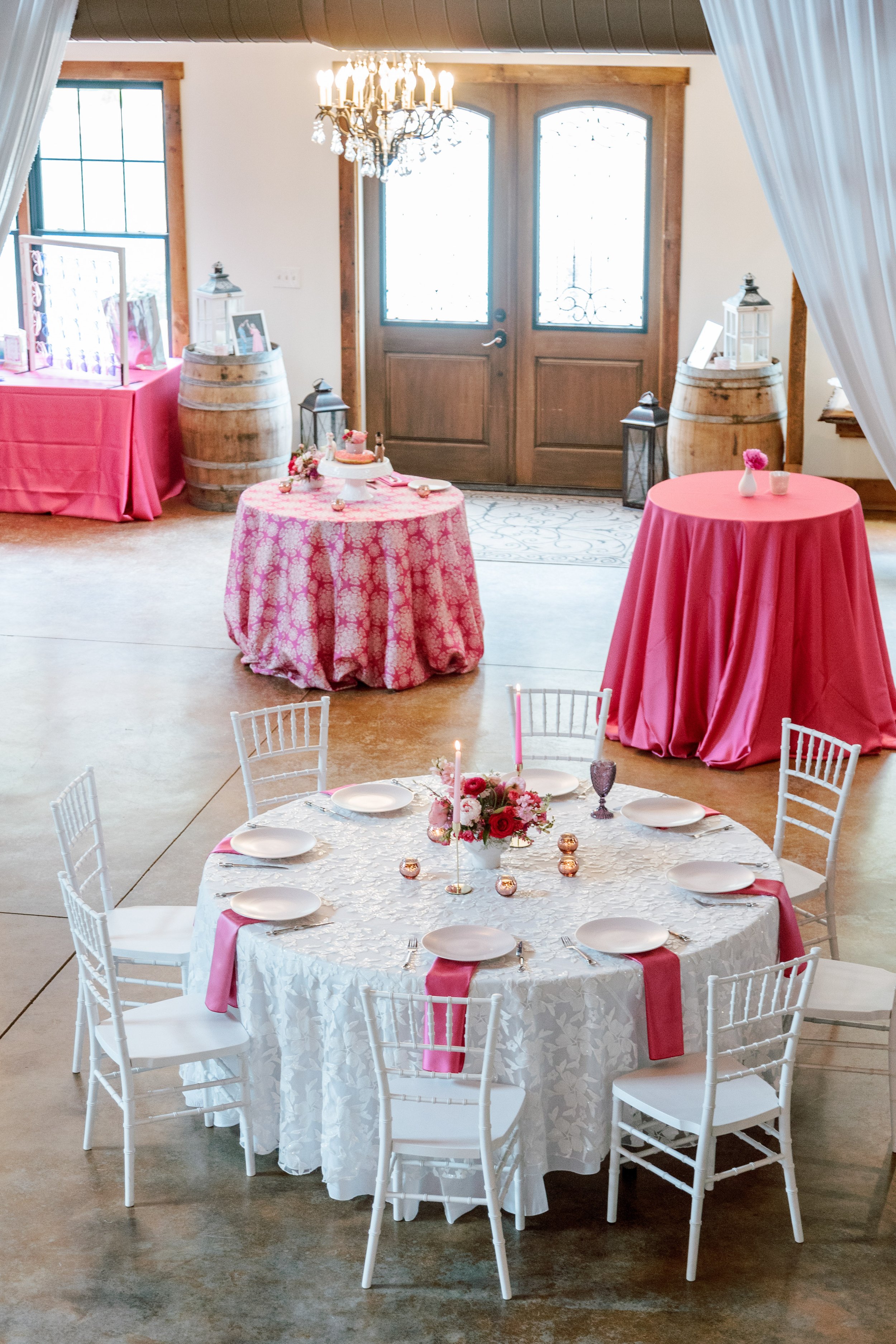 Pink Reception Barn Wedding at Lavender Oaks Farm in Chapel Hill Fancy This Photography