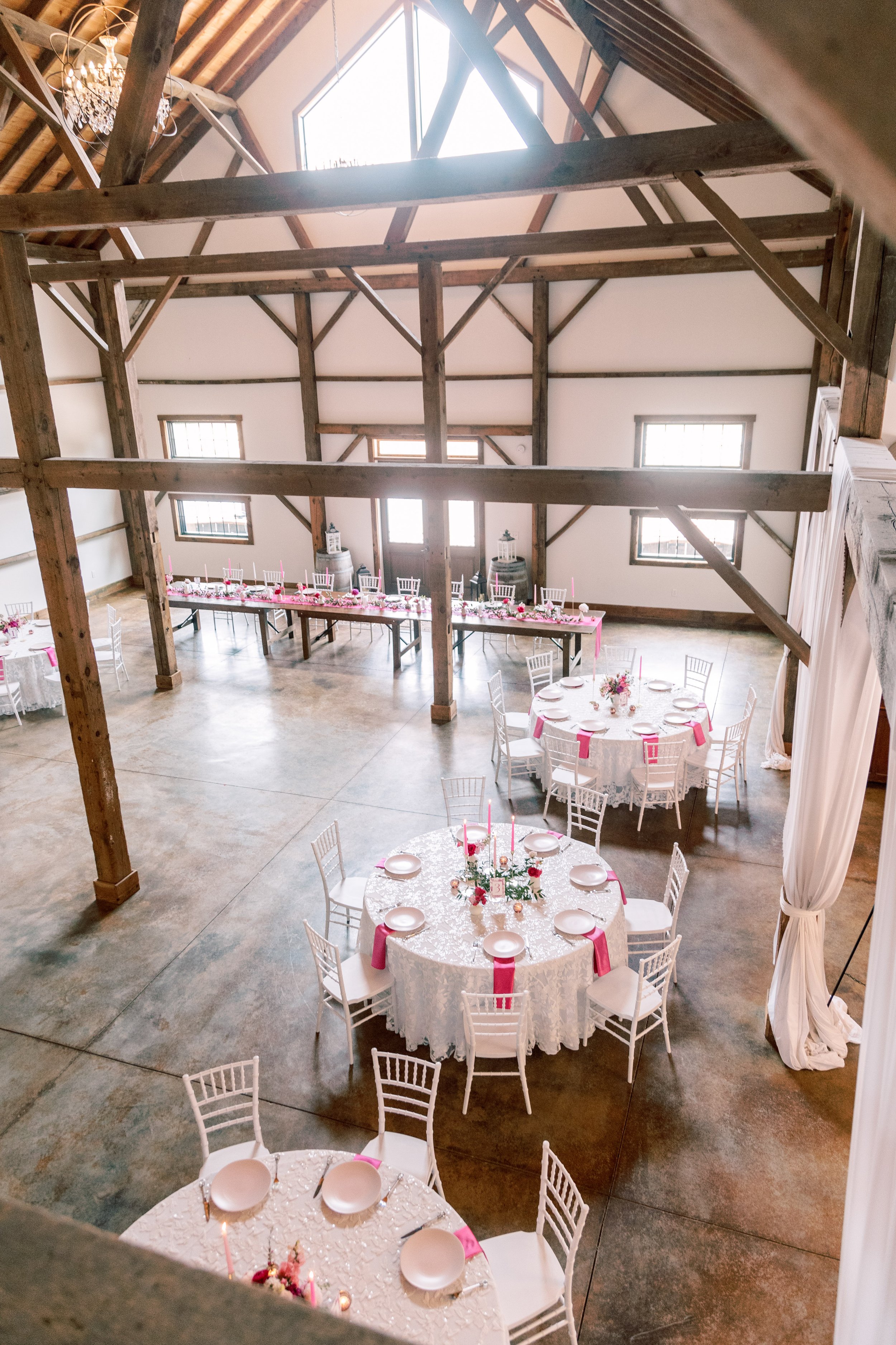 Pink and White Reception Barn Wedding at Lavender Oaks Farm in Chapel Hill Fancy This Photography