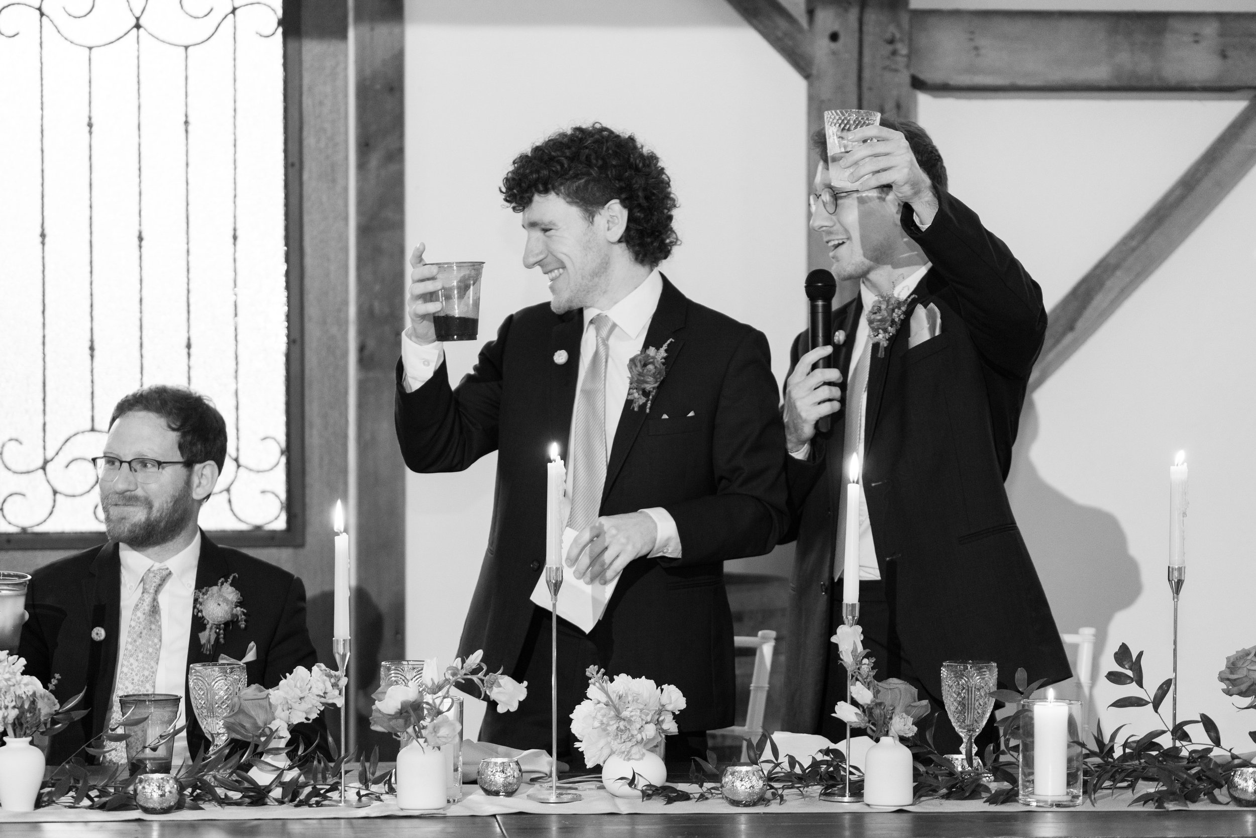 Reception Toasts for Bride and Groom Wedding at Lavender Oaks Farm in Chapel Hill Fancy This Photography