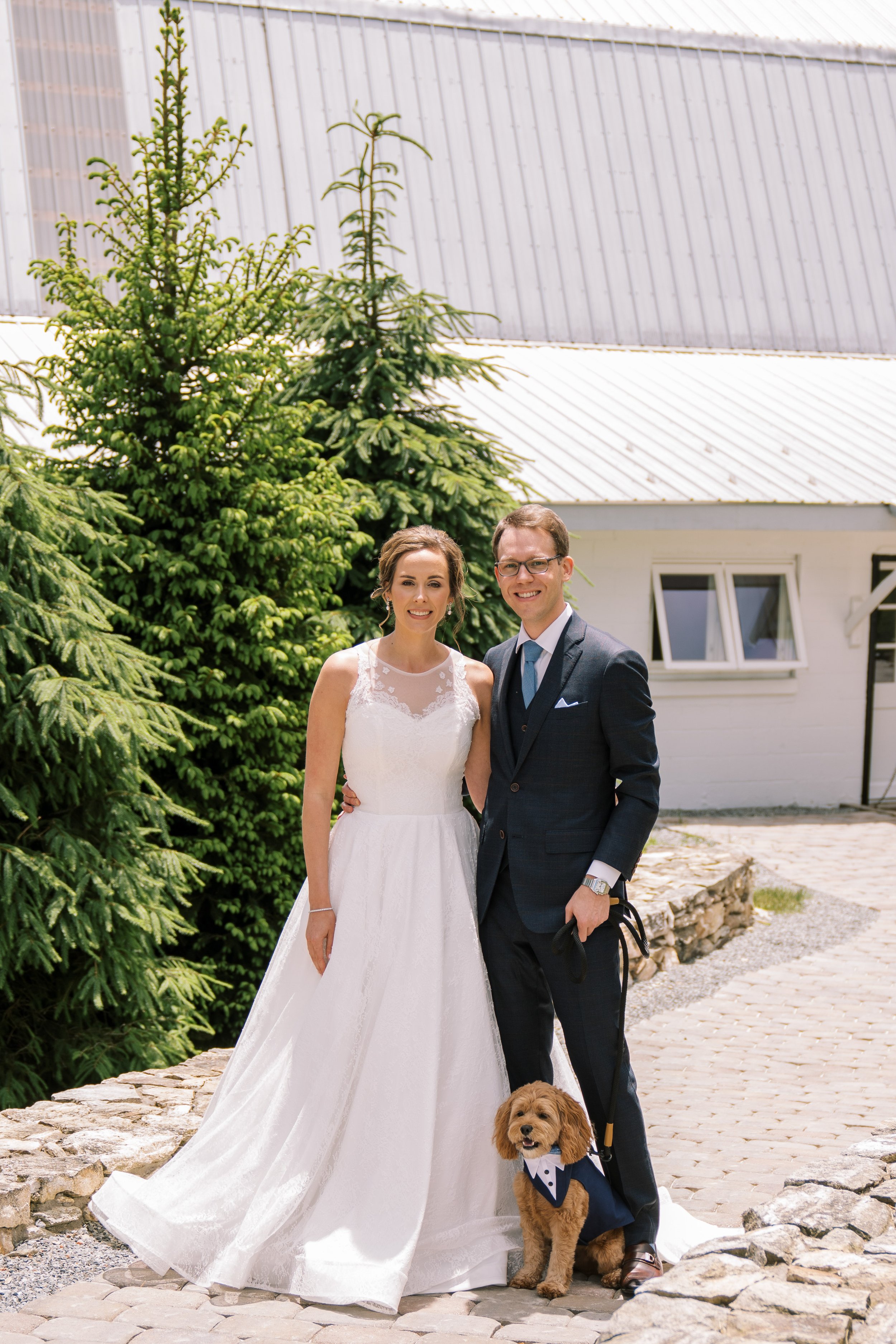 Couple and Wedding Puppy Dog Overlook Barn Wedding in Banner Elk, NC Fancy This Photography