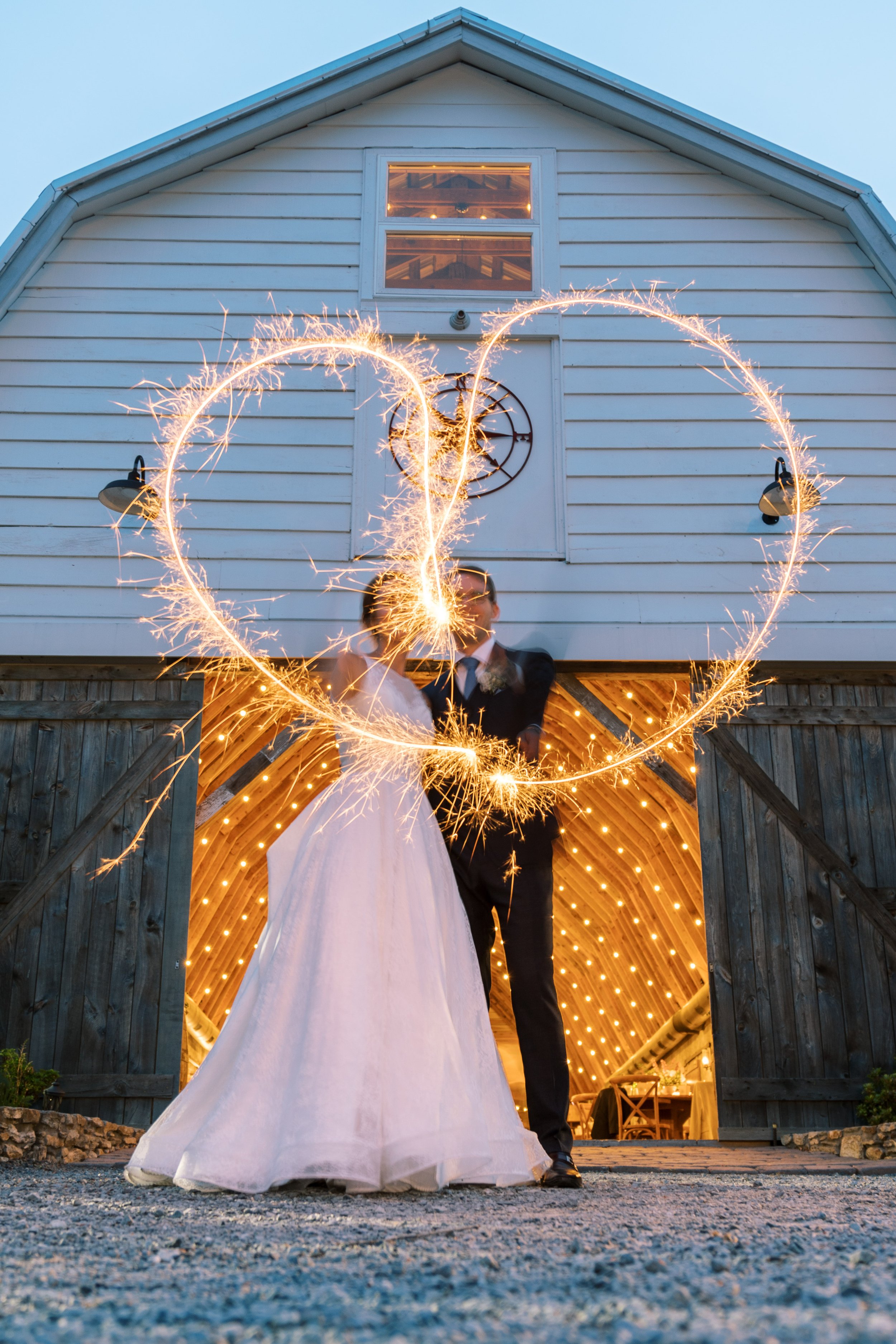 Sparkler Heart Bride and Groom Overlook Barn wedding in Banner Elk, NC Fancy This Photography