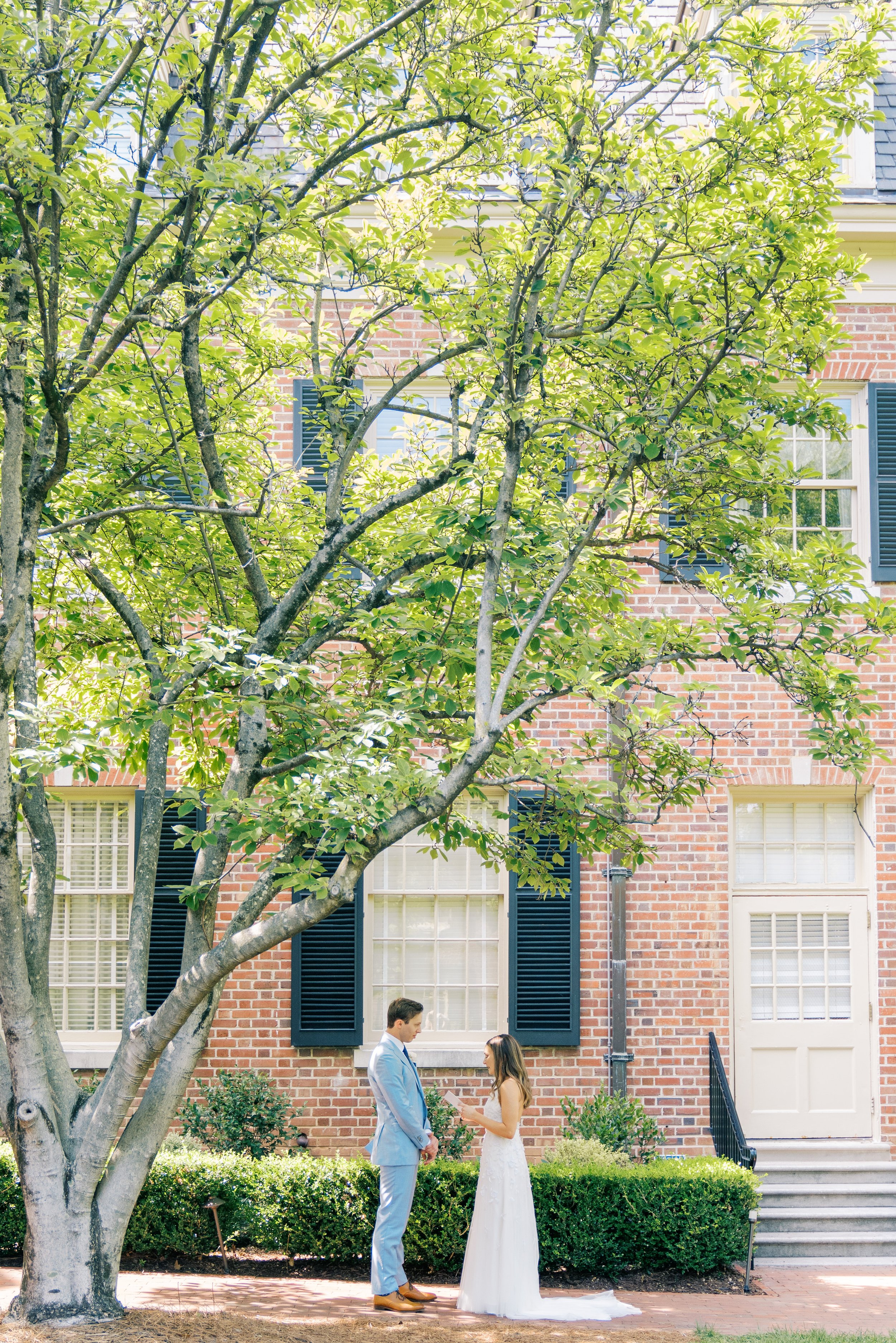 Bride and Groom Outside Jewish Wedding at The Carolina Inn Chapel Hill North Carolina Fancy This Photography