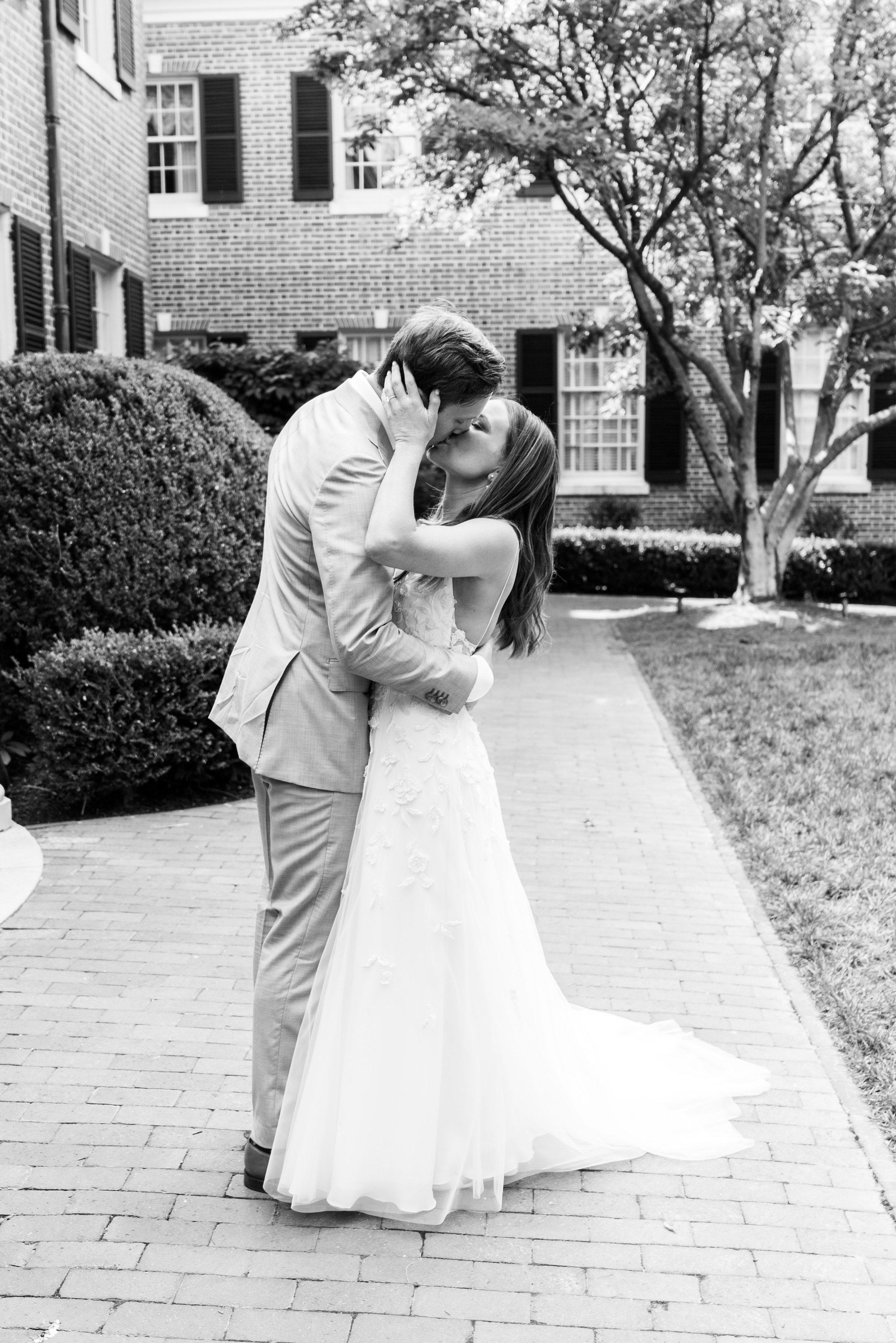 Black and White Kiss Bride and Groom Jewish Wedding at The Carolina Inn Chapel Hill North Carolina Fancy This Photography