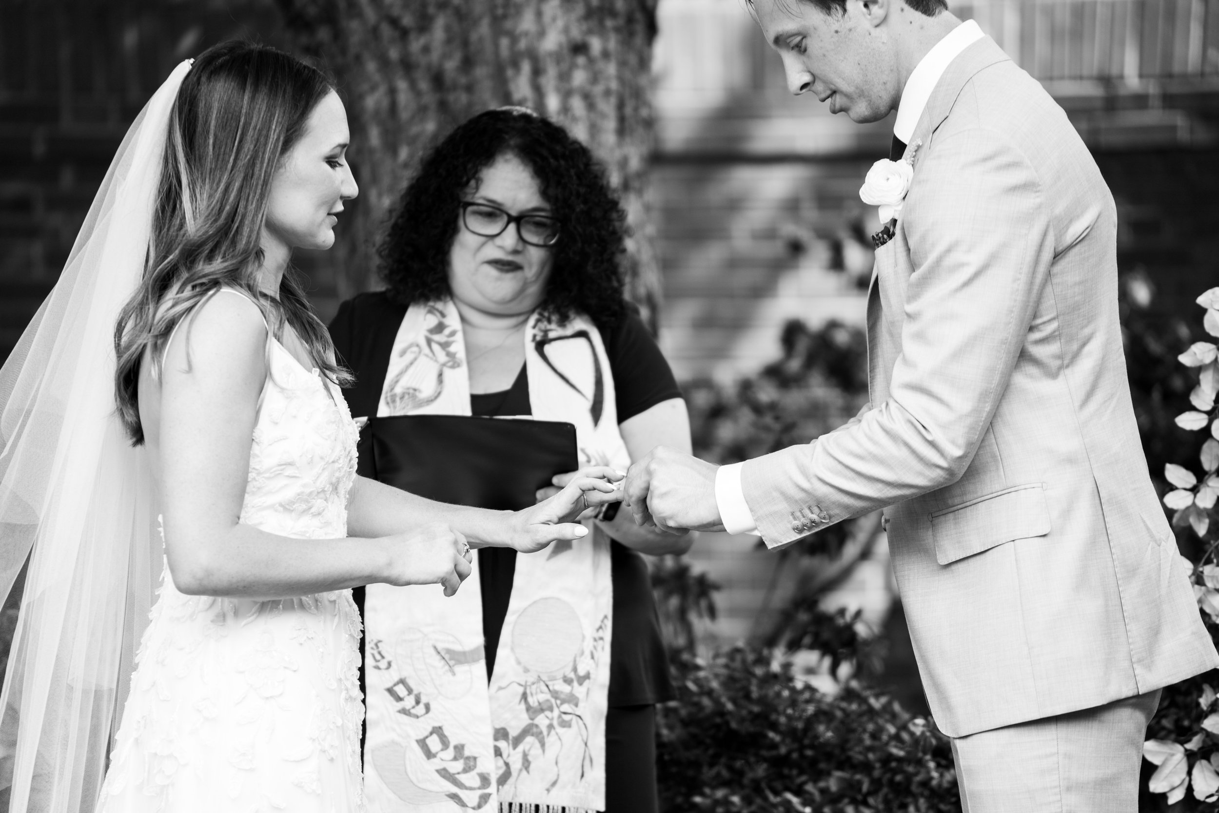 Black and White Ceremony Bride and Groom Jewish Wedding at The Carolina Inn Chapel Hill North Carolina Fancy This Photography