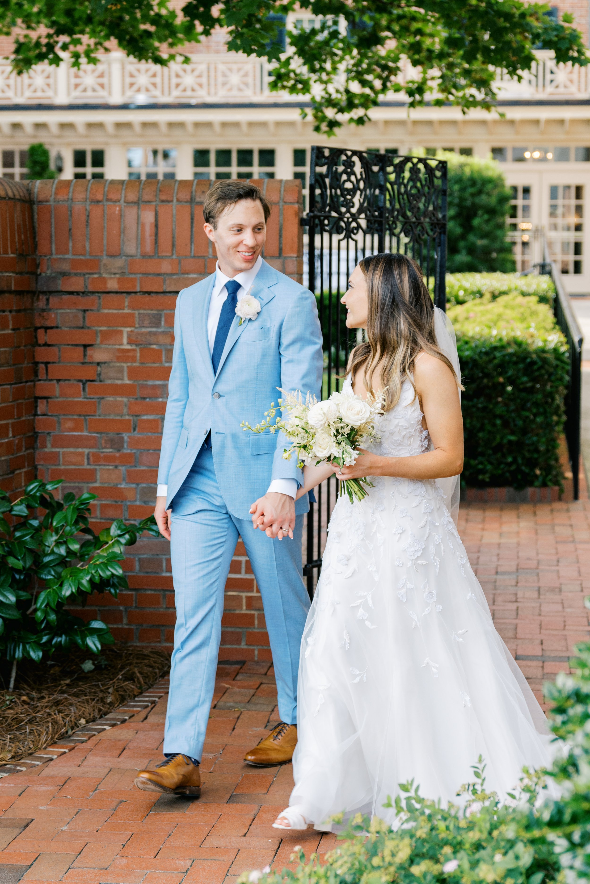 Walking Bride and Groom Jewish Wedding at The Carolina Inn Chapel Hill North Carolina Fancy This Photography