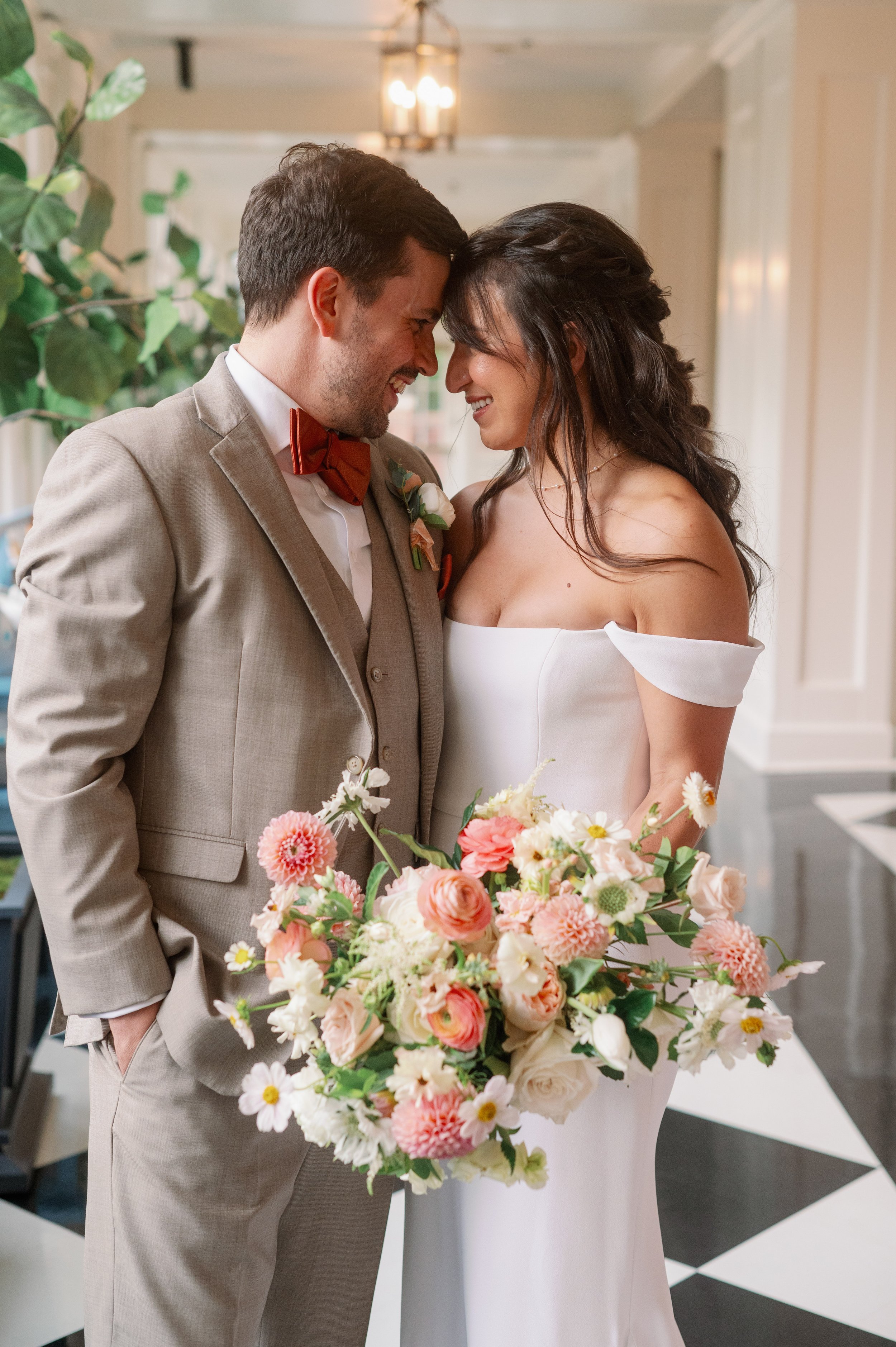 Colorful Bouquet Bride Groom Wedding at The Carolina Inn North Carolina Fancy This Photography