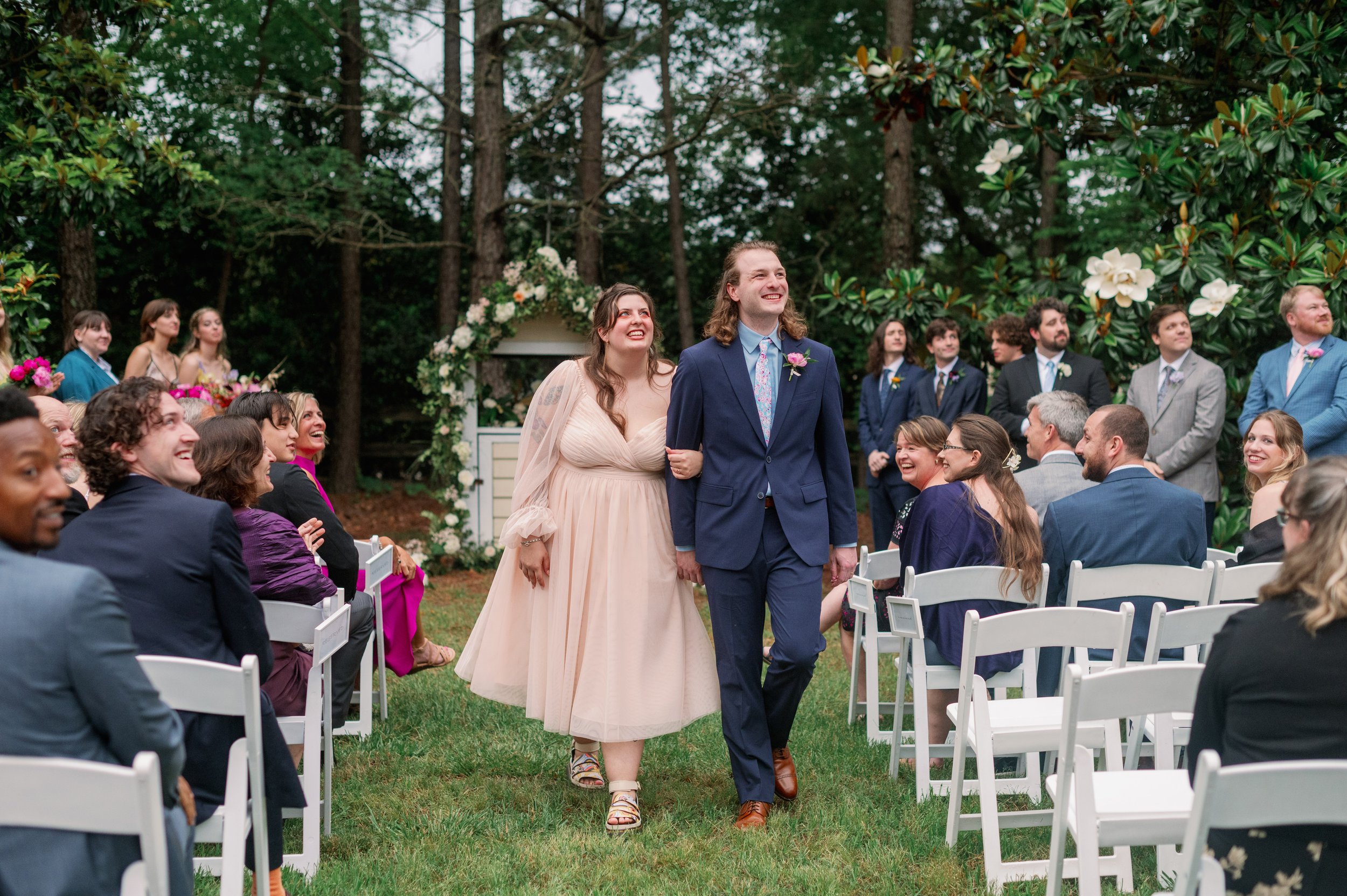 Exit Outdoor Ceremony Backyard Wedding in Chapel Hill Fancy This Photography