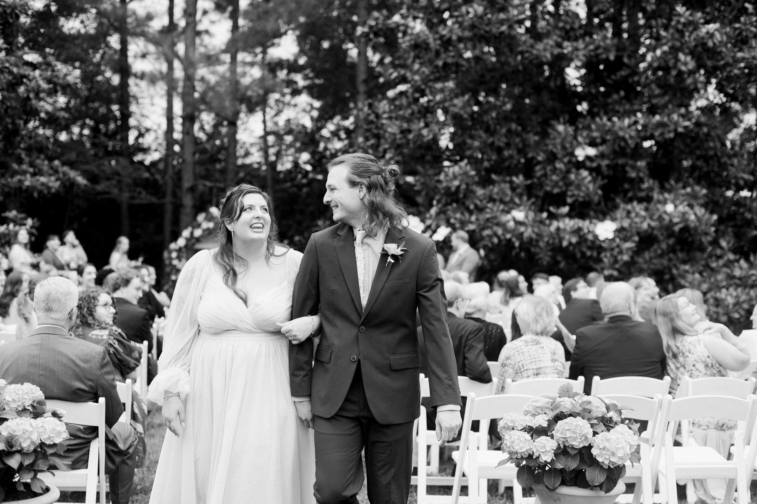 Black and White Exit Outdoor Ceremony Backyard Wedding in Chapel Hill Fancy This Photography
