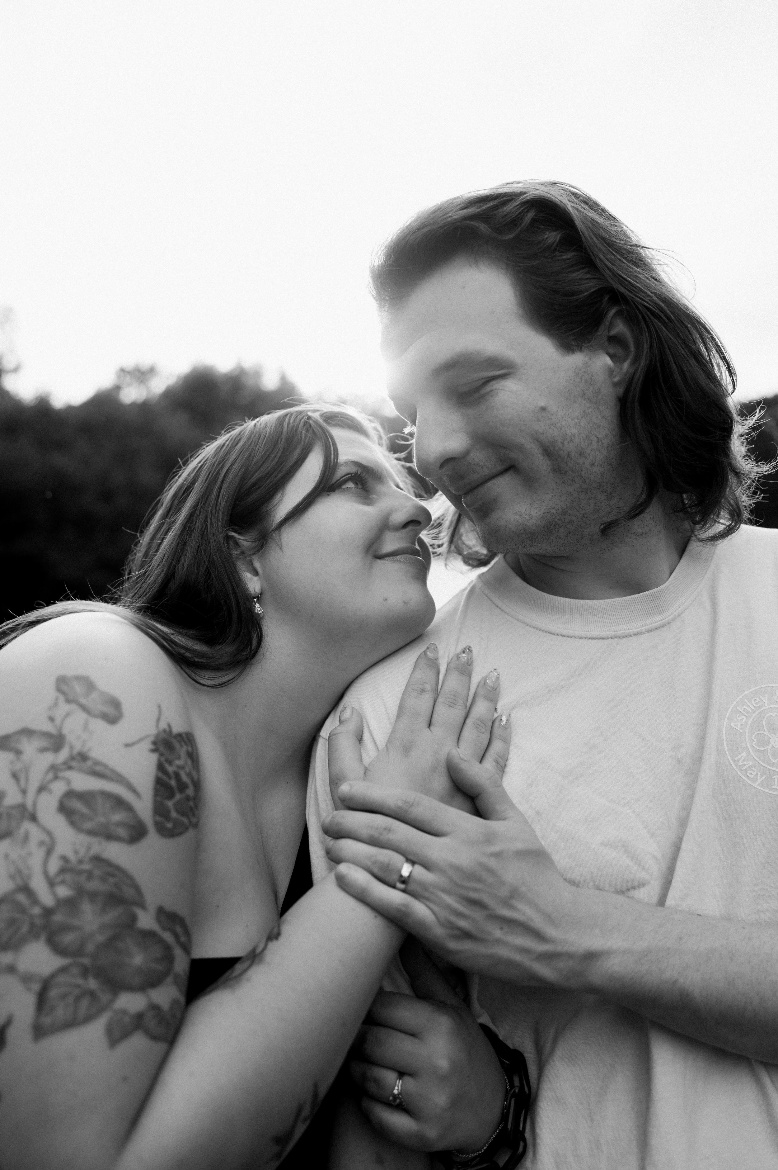 Black and White Sunset Portrait Backyard Wedding in Chapel Hill Fancy This Photography