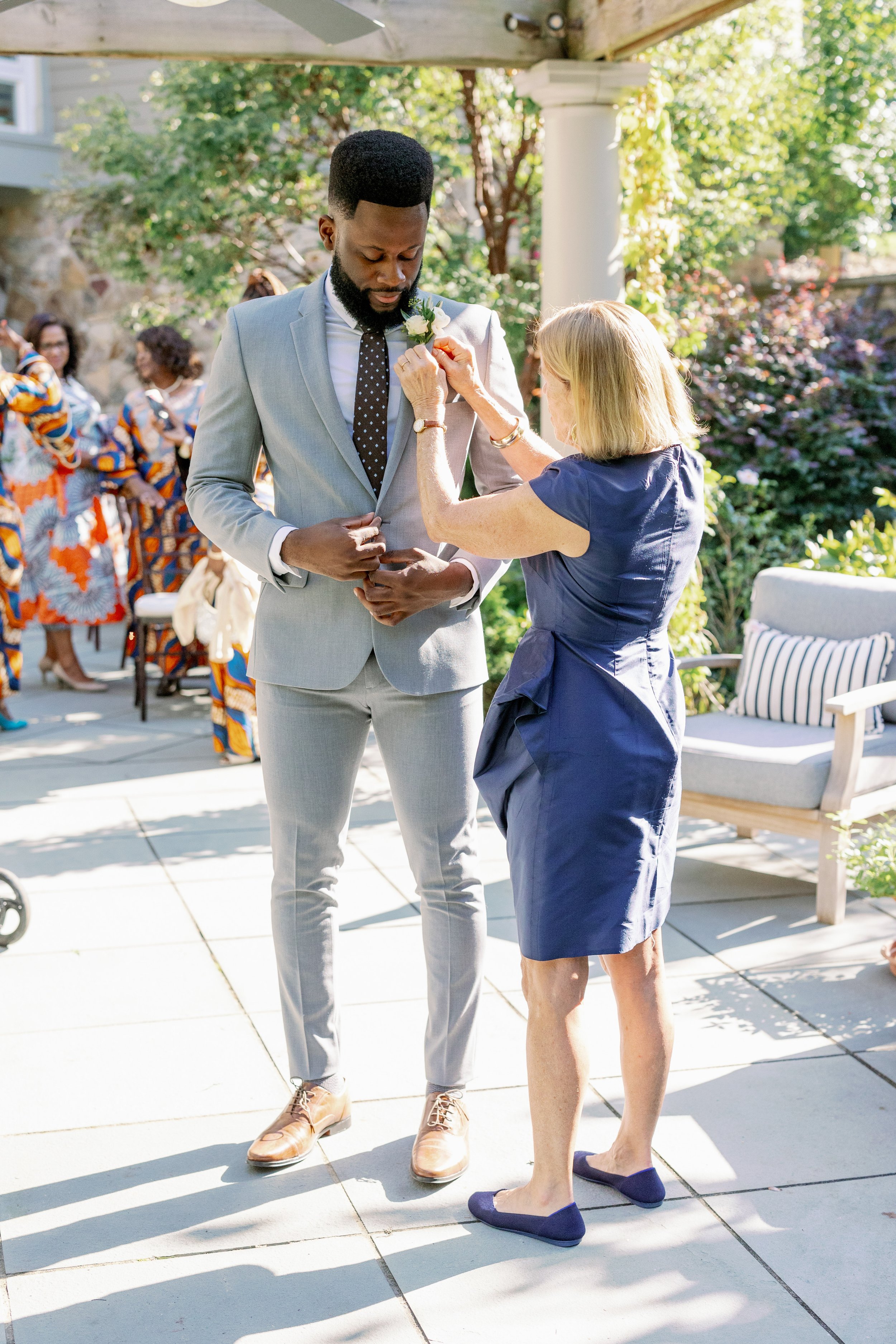 Groom and Mother of Bride in Backyard Wedding in Durham NC&nbsp;Fancy This Photography