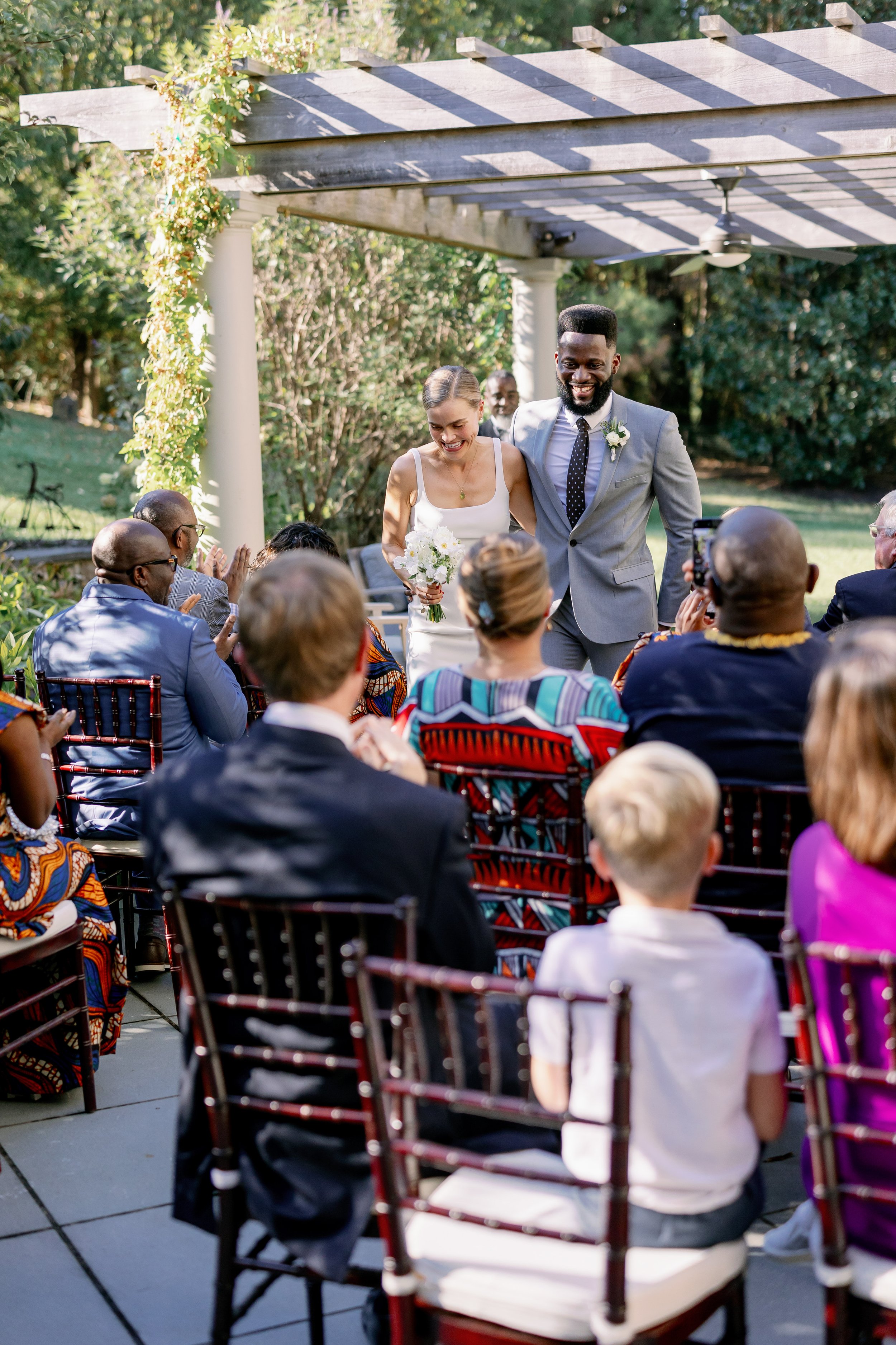 Outdoor Wedding Ceremony Exit Backyard Wedding in Durham NC&nbsp;Fancy This Photography