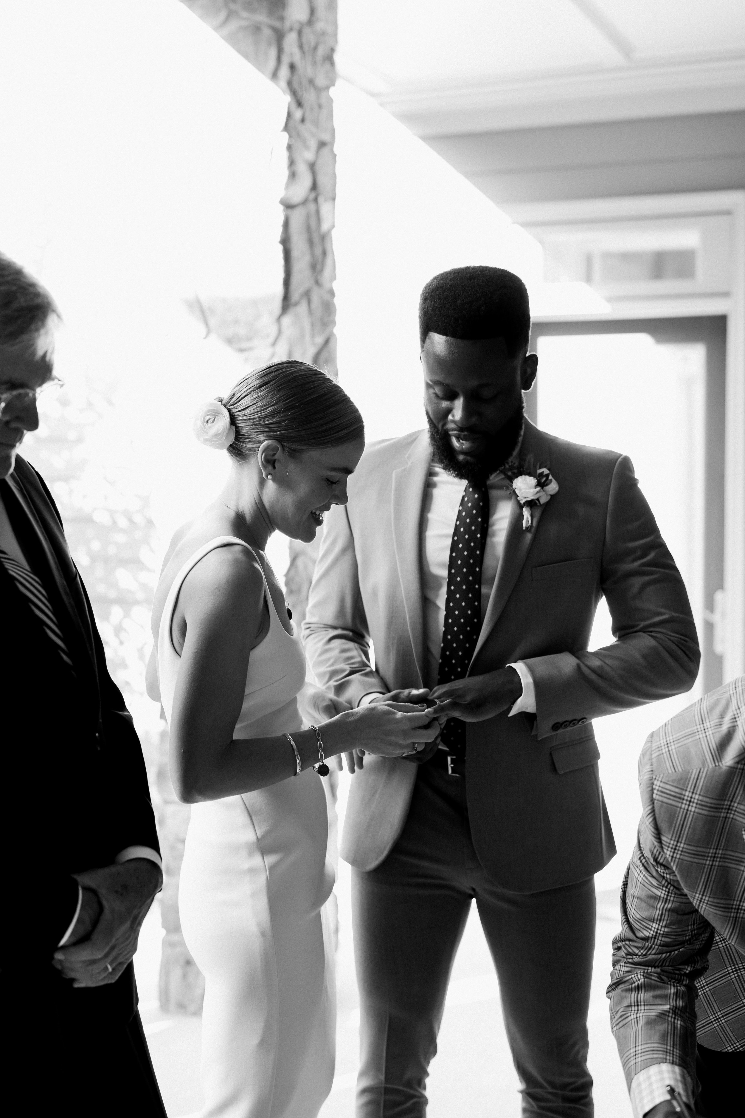 Outdoor Ceremony Candid Black and White Backyard Wedding in Durham NC&nbsp;Fancy This Photography