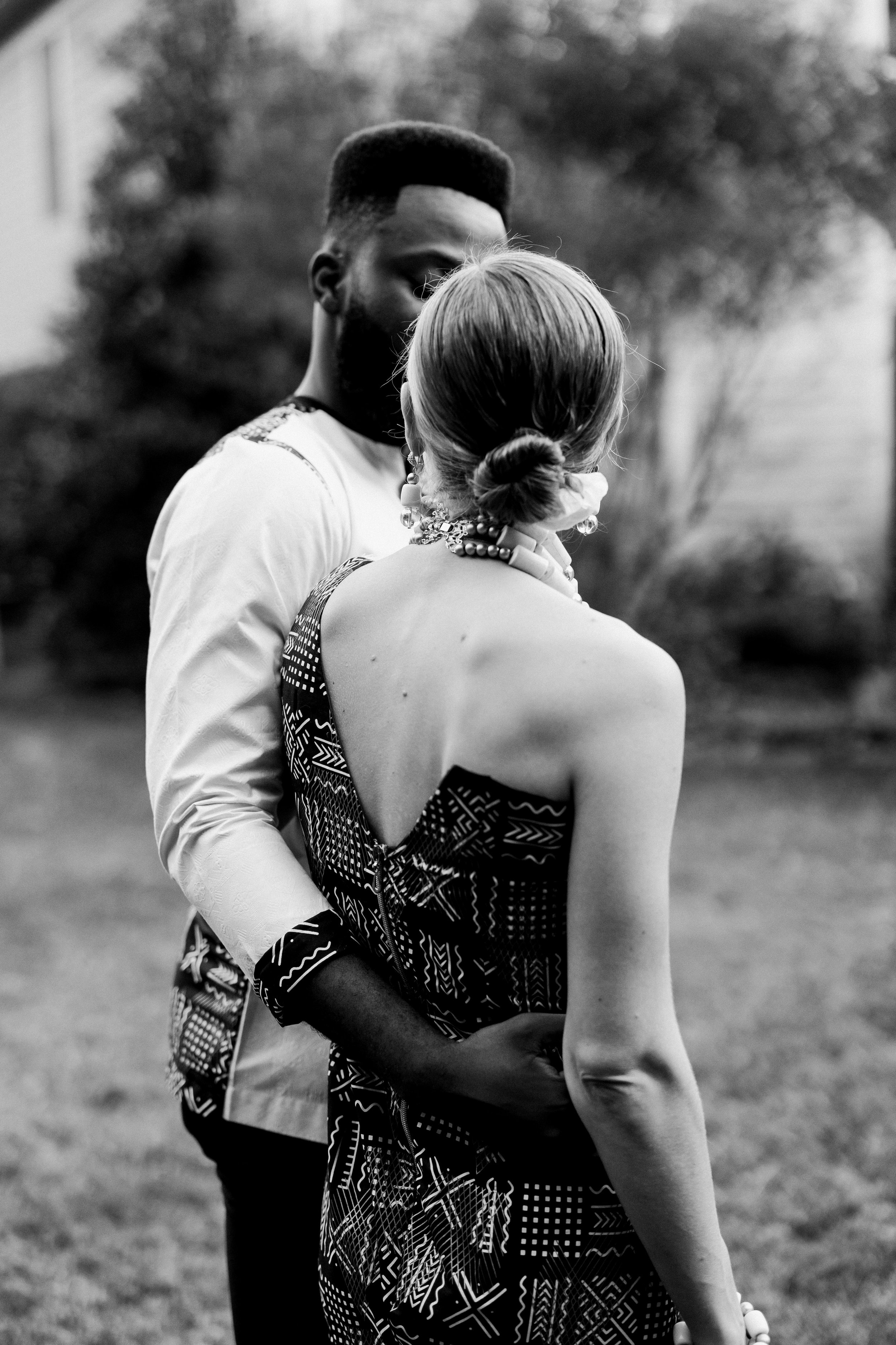 Black and White Image Congolese Bride and Groom Backyard Wedding in Durham NC Fancy This Photography