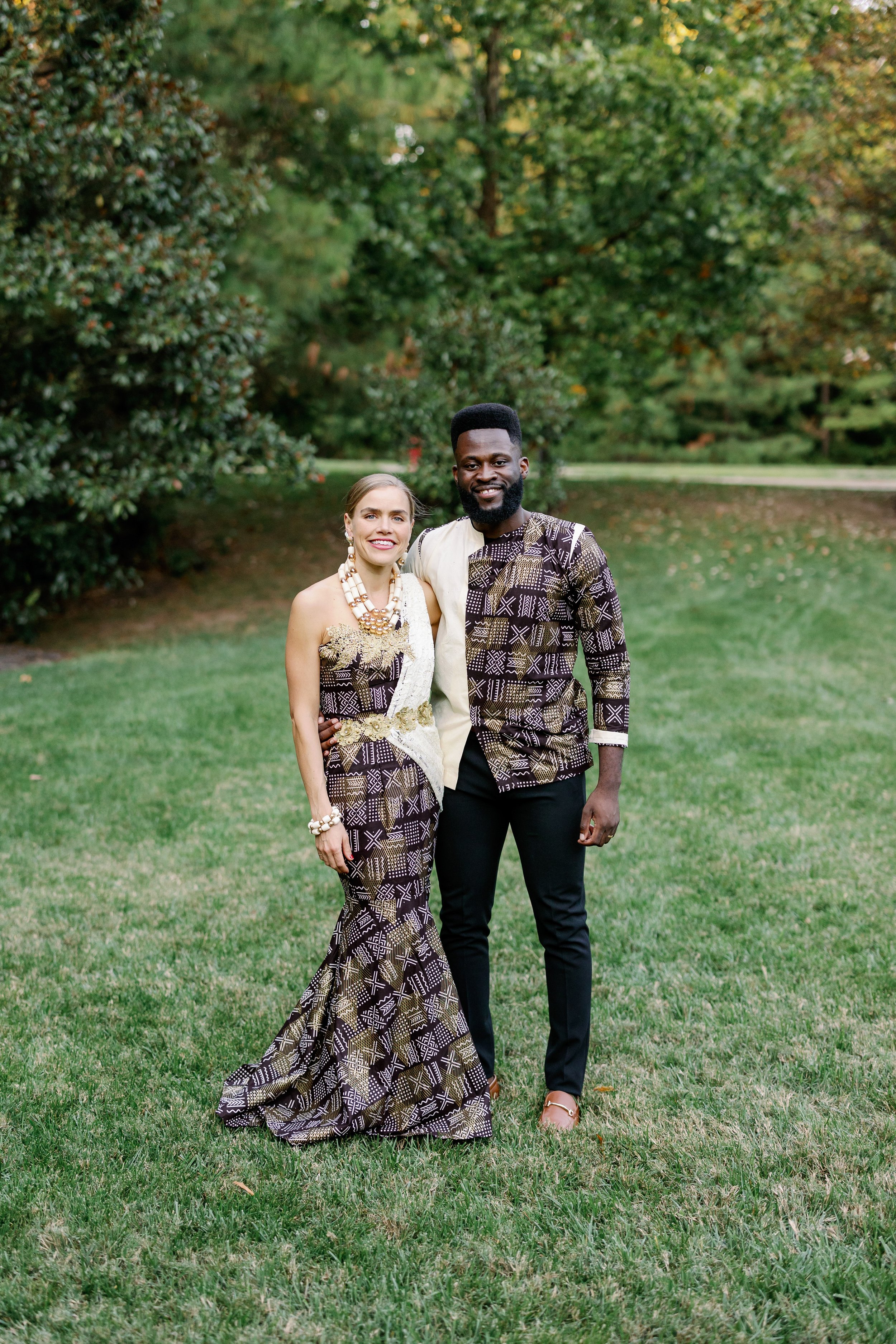 Congolese Bride and Groom Traditional Attire Backyard Wedding in Durham NC Fancy This Photography