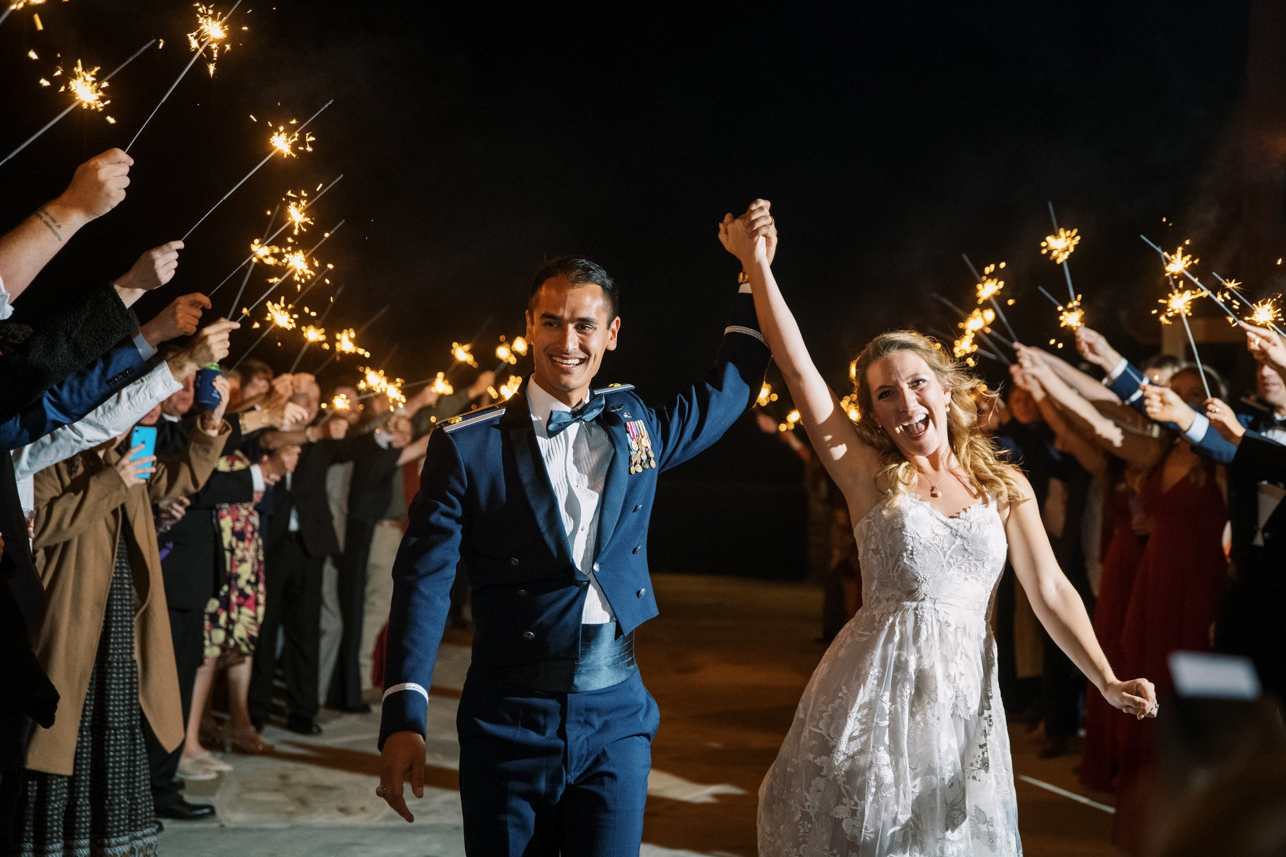 Colorful Sparkler Exit The Mill at Rock Creek Wedding in Boone NC Fancy This Photography