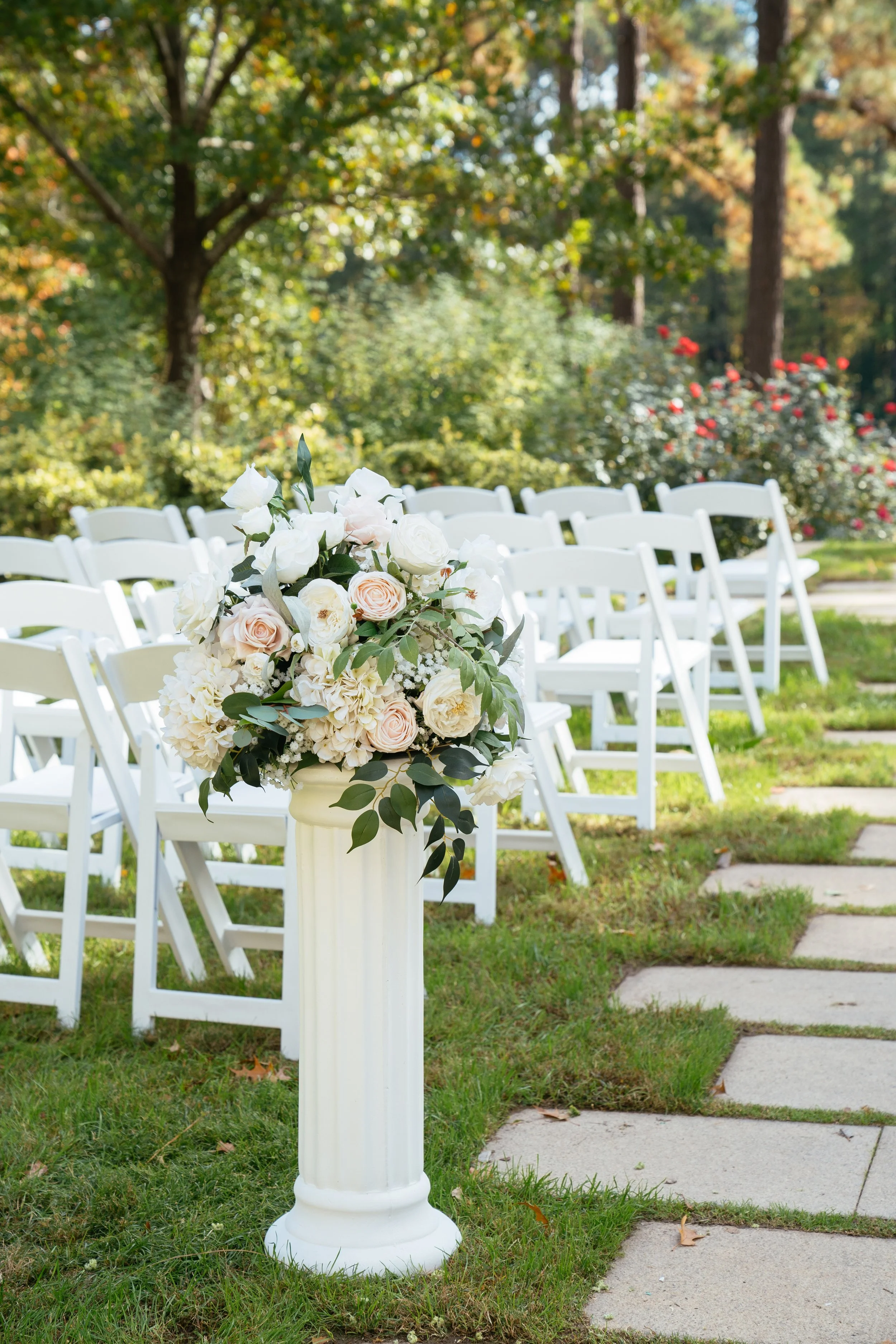 Outdoor Wedding Ceremony Florals at The Umstead Hotel Cary NC