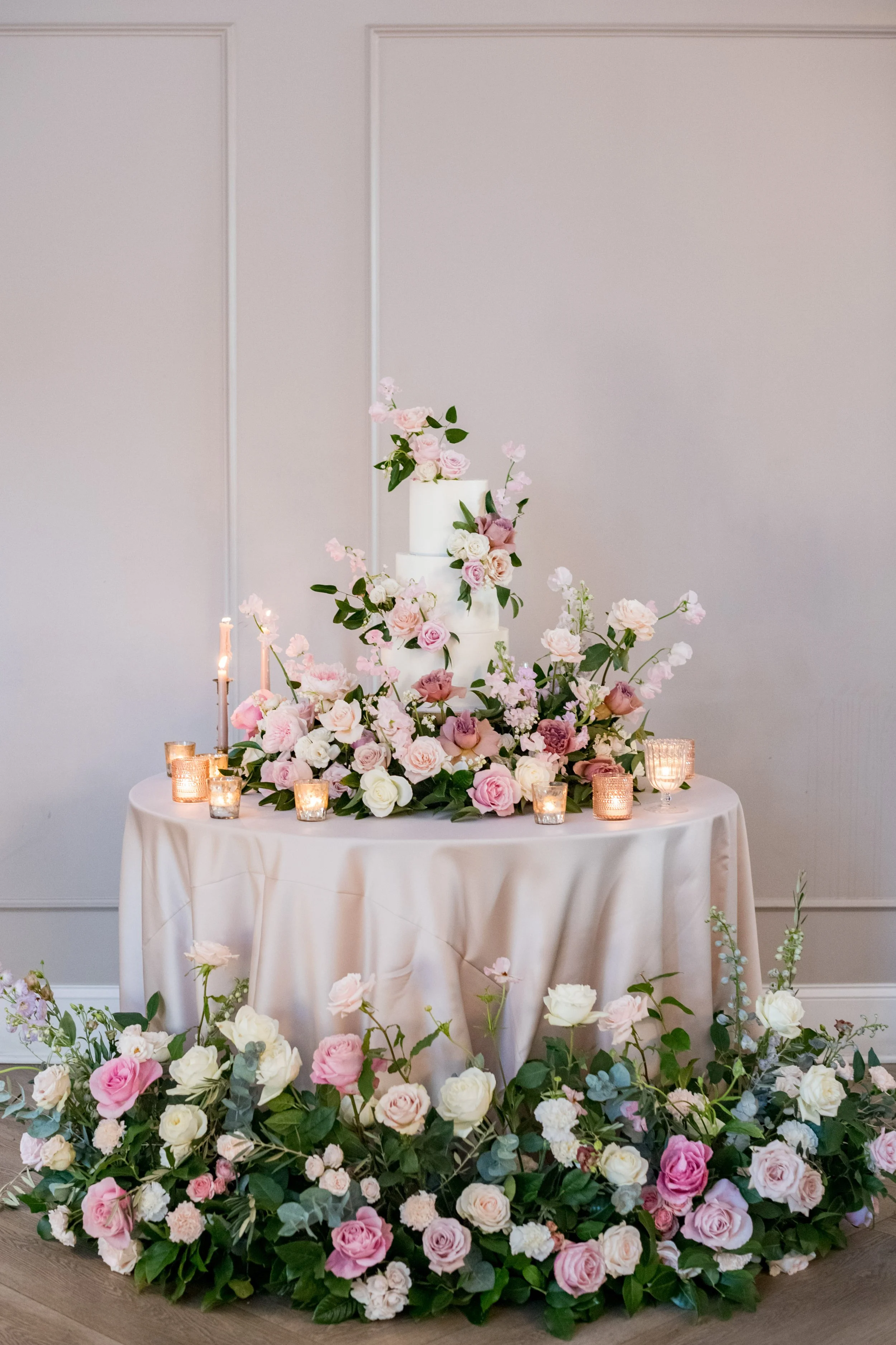 Romantic Wedding Cake Display at The Bradford