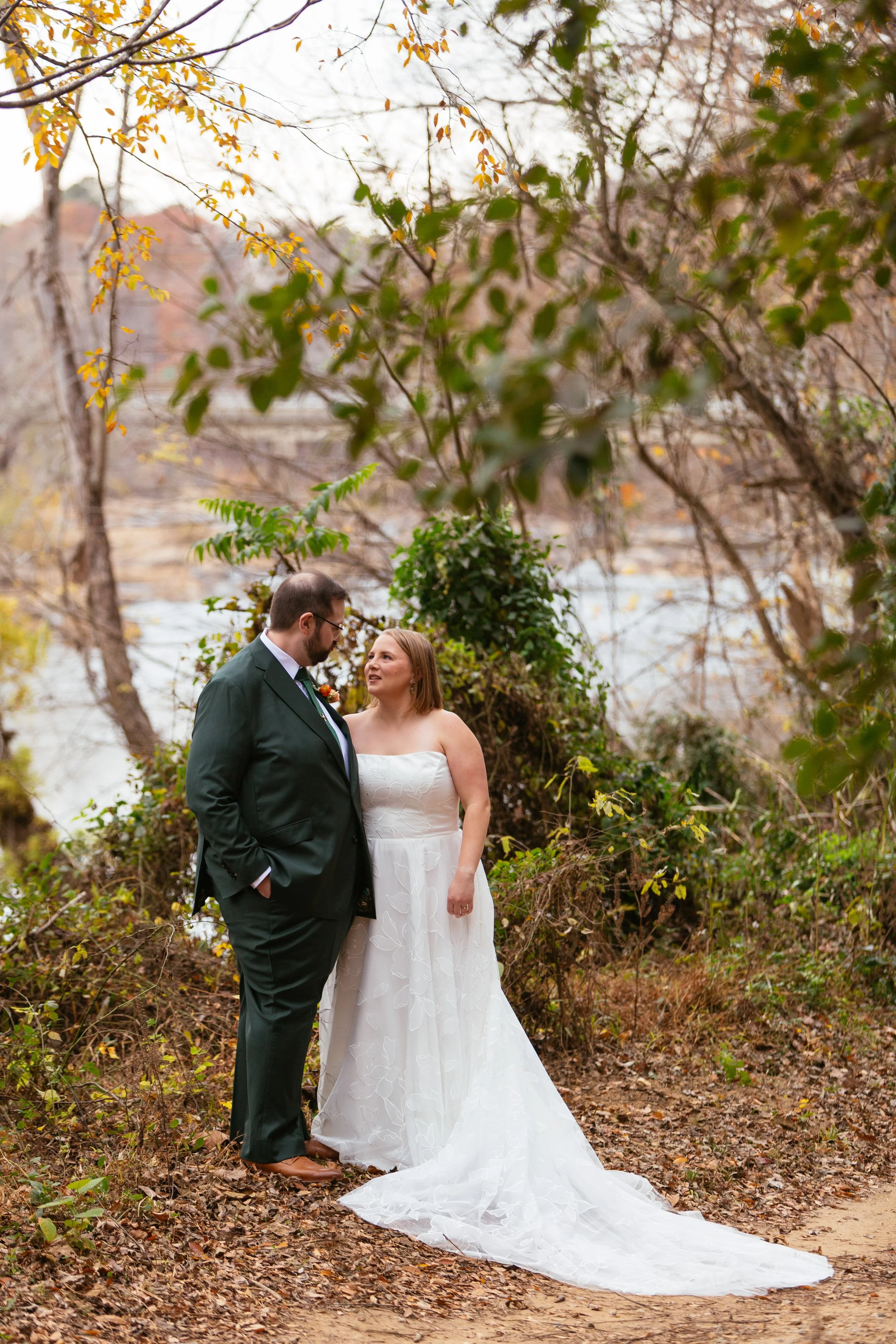 Haw River Ballroom Wedding Photos by the Haw River in Saxapahaw