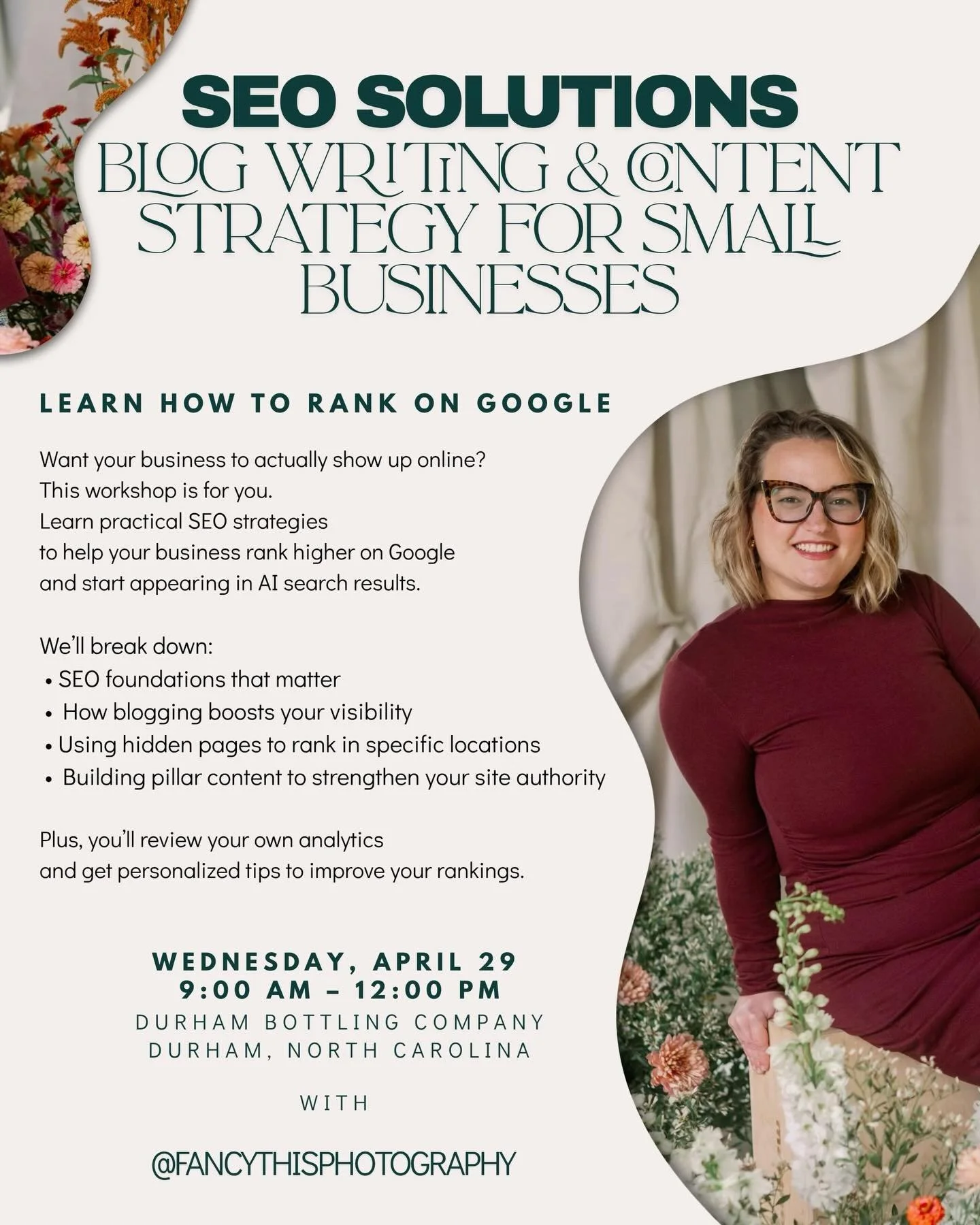 It&rsquo;s official, I have two spots left! Would love to have you there! Link on website