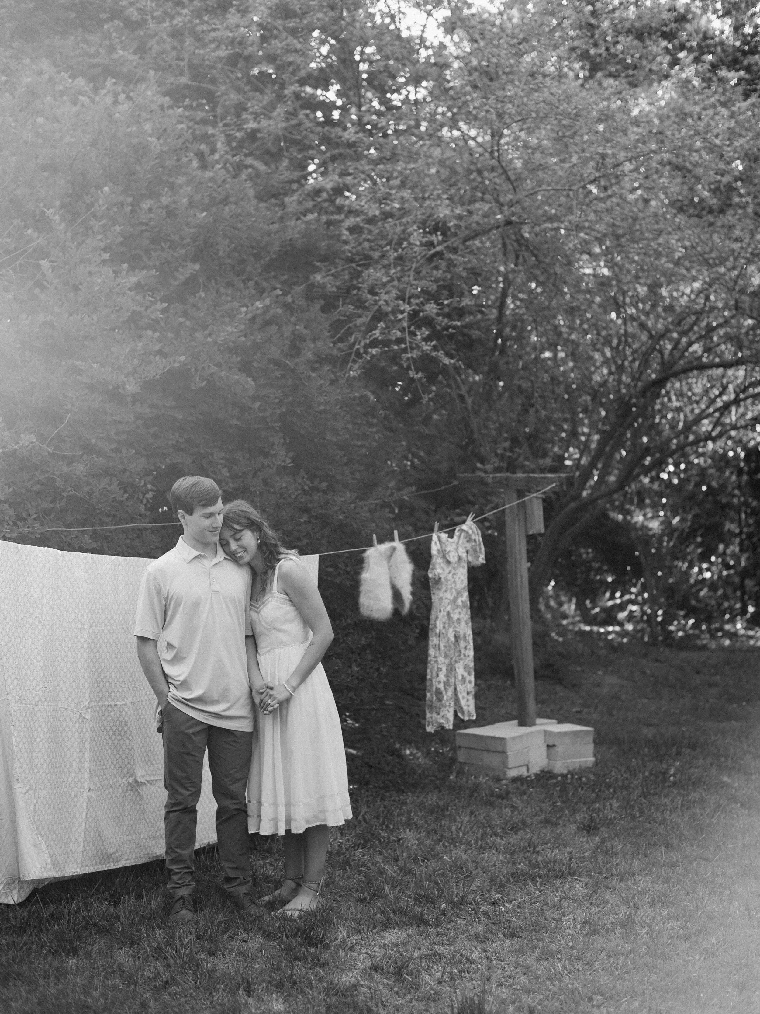 When you manifest an engagement session with a clothes line and the world delivers you Anna and Banks. Y&rsquo;all, these two just purchased their first home and I had the chance to document their engagement session there! It&rsquo;s full of the best