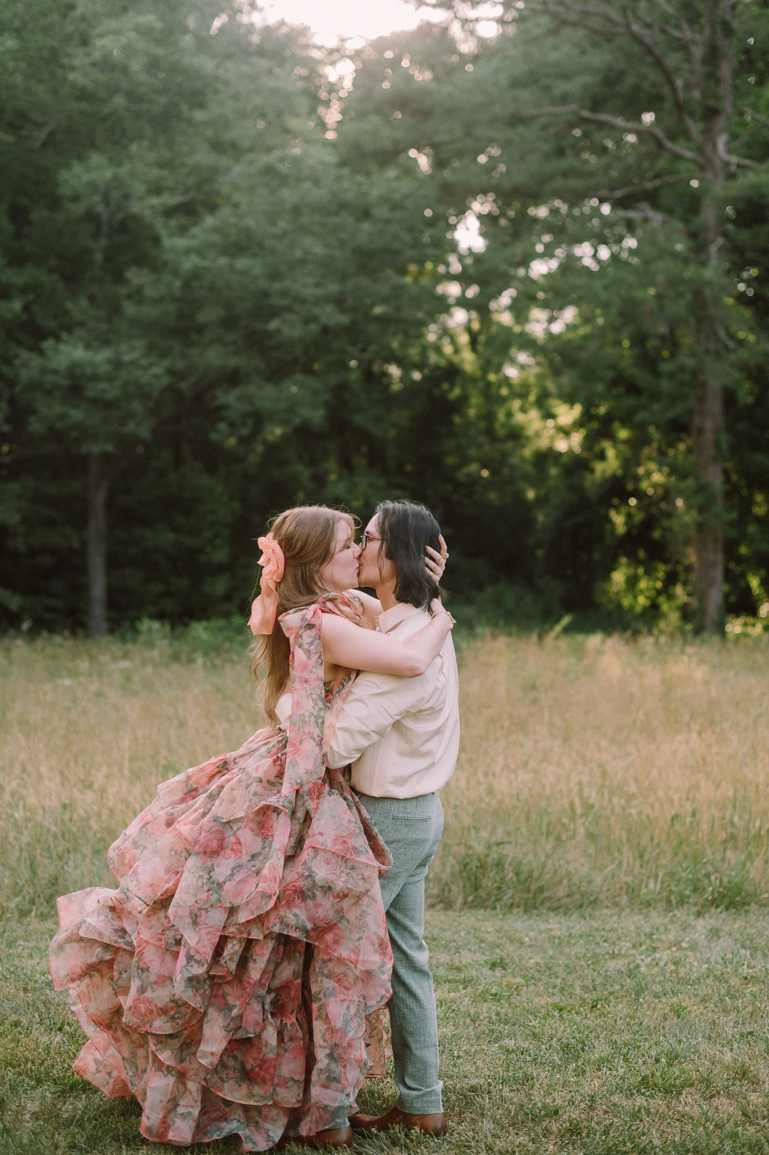 Intimate Wedding in Mocksville NC | Couple Embracing at Sunset