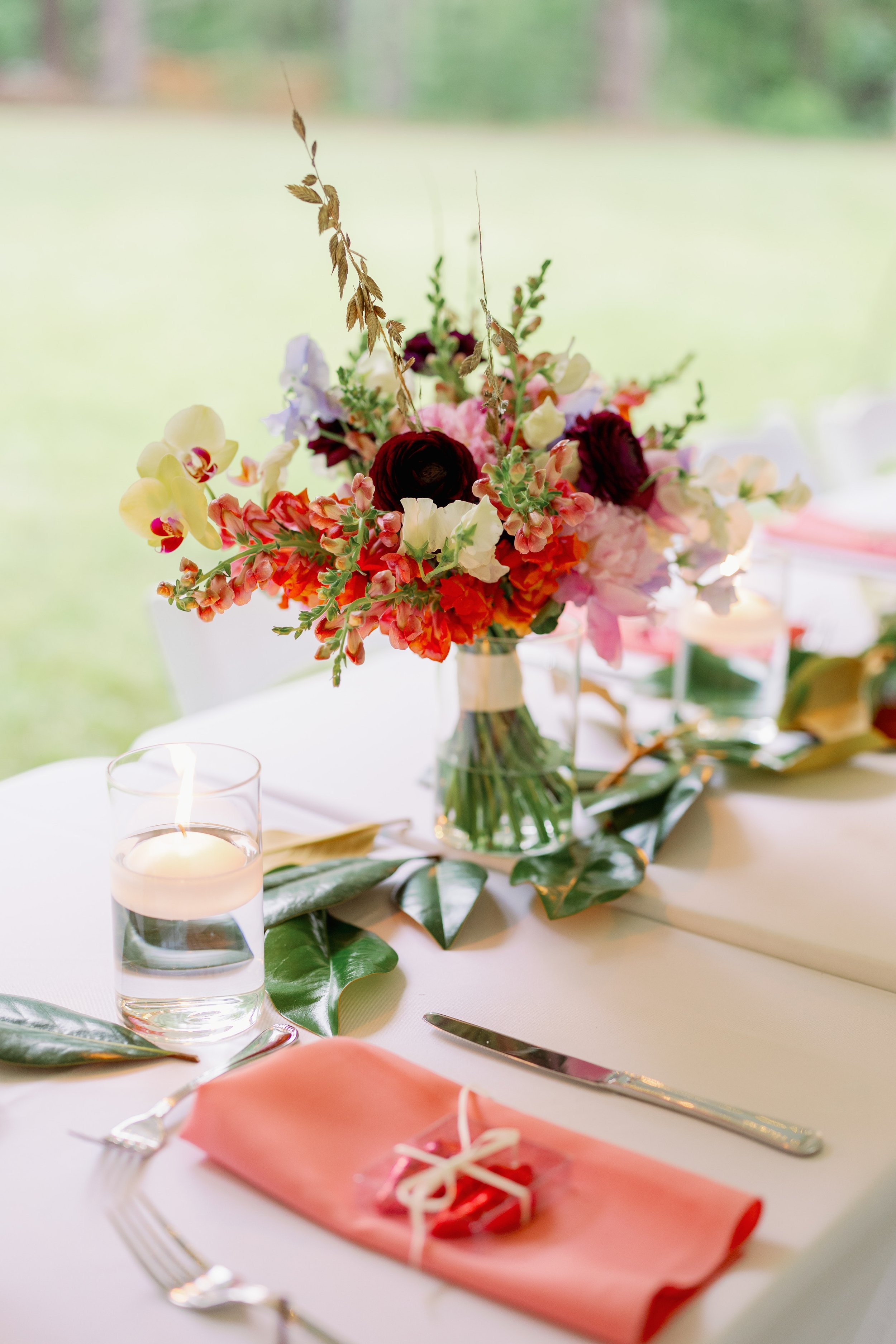 Wedding Reception Table Decor Backyard Wedding in Chapel Hill Fancy This Photography