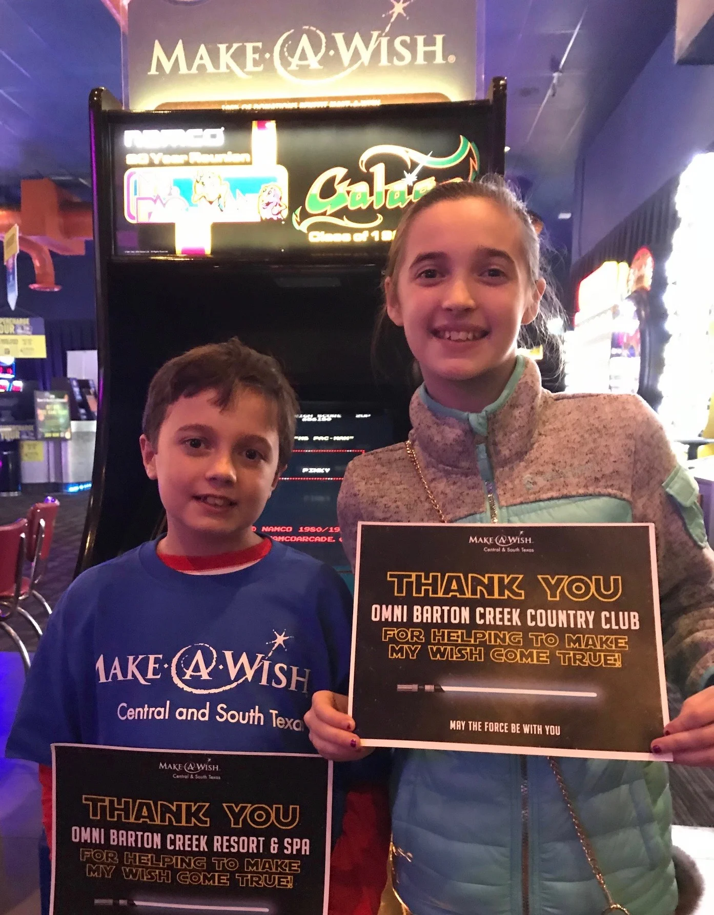 Graham and his sister celebrate his selection as Make-A-Wish beneficiary of Disney World Trip…