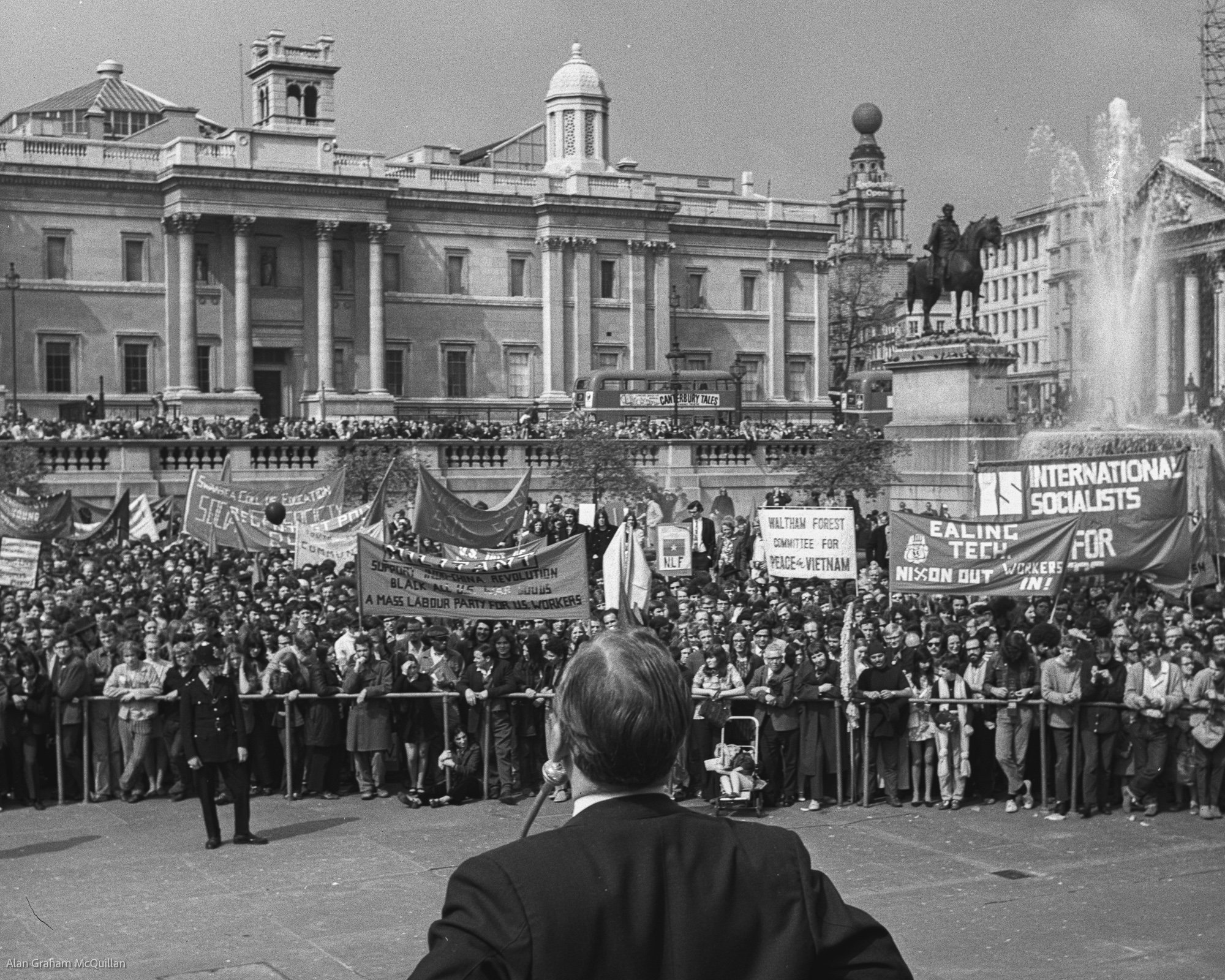Assembling for speeches in Trafalgar Square