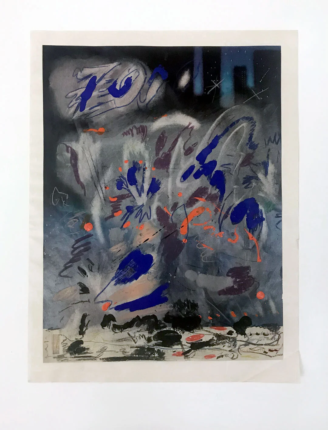 'Zoo' Encaustic and solvent on Magazine page.